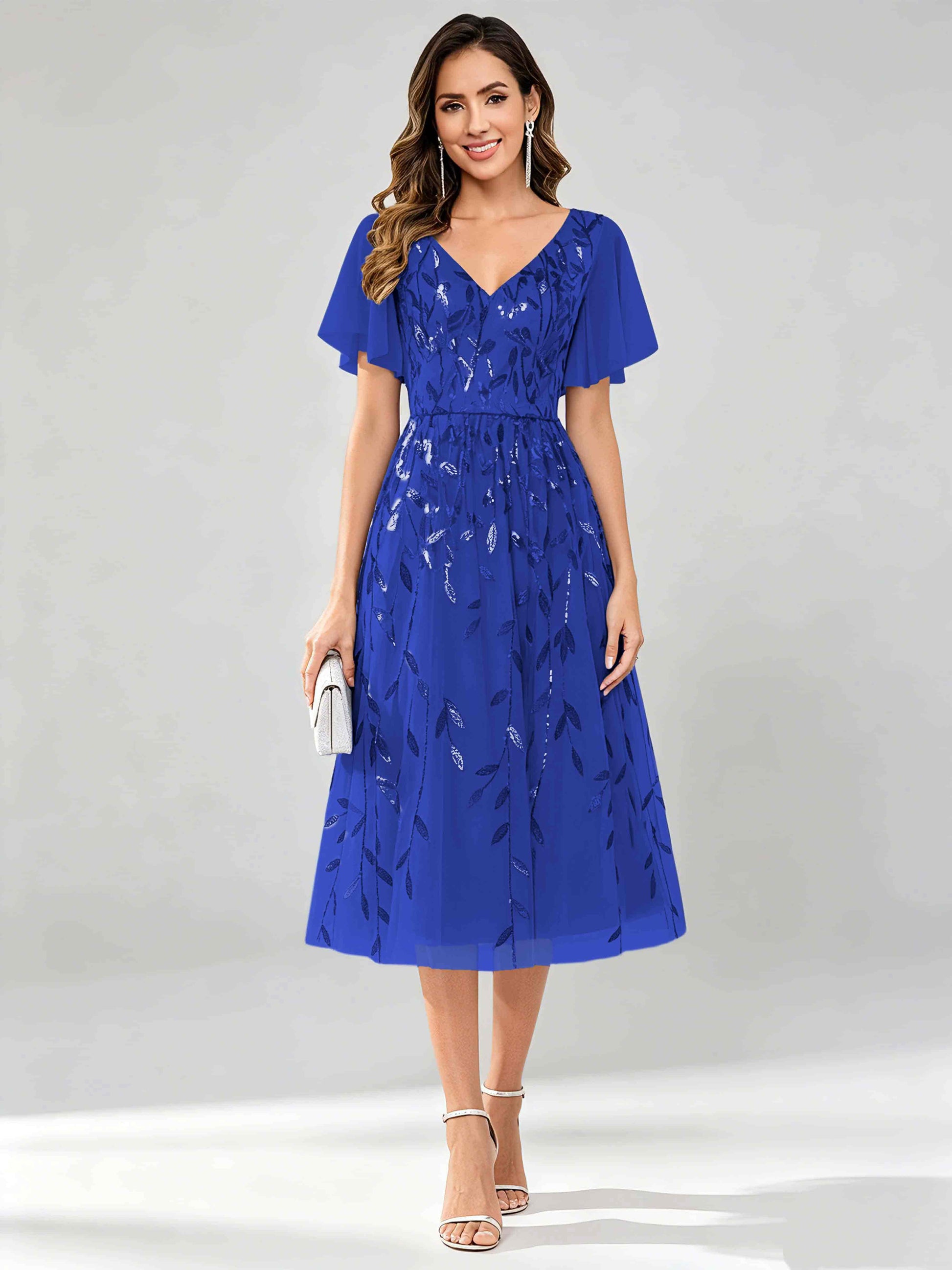 Modern A-Line Leaf Sequins Mother of the Bride & Groom Dresses
