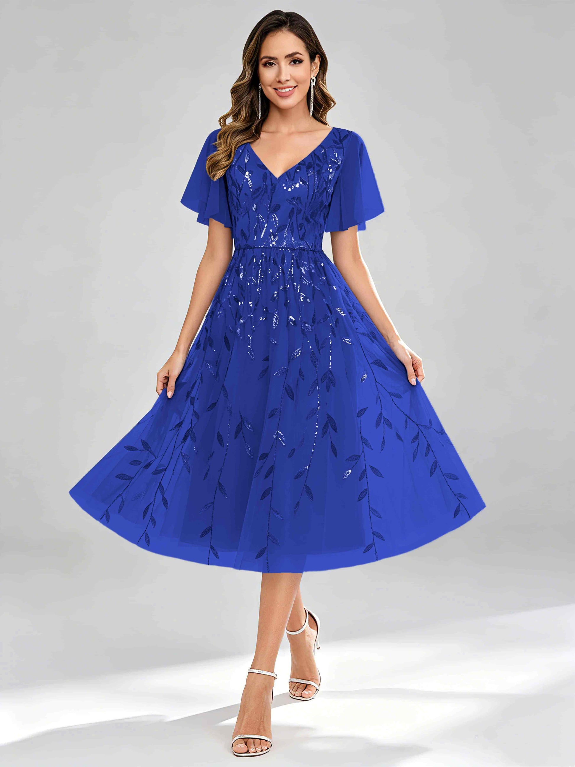 Modern A-Line Leaf Sequins Mother of the Bride & Groom Dresses