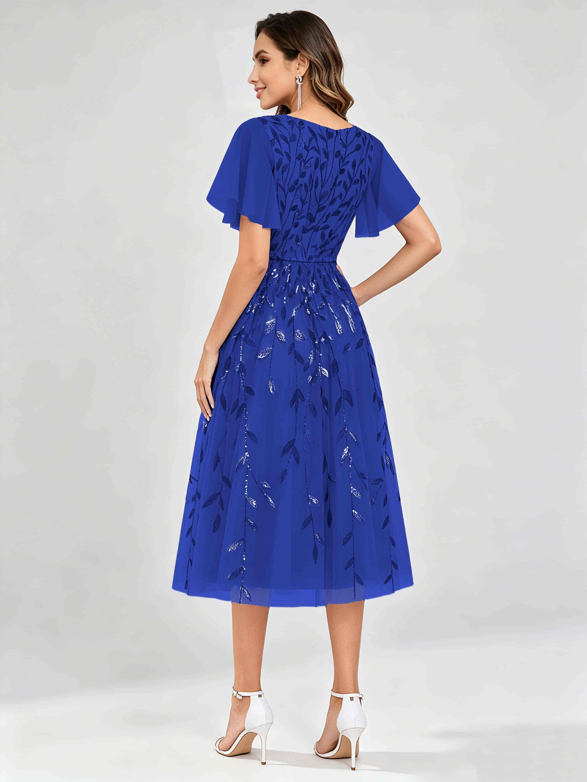 Modern A-Line Leaf Sequins Mother of the Bride & Groom Dresses