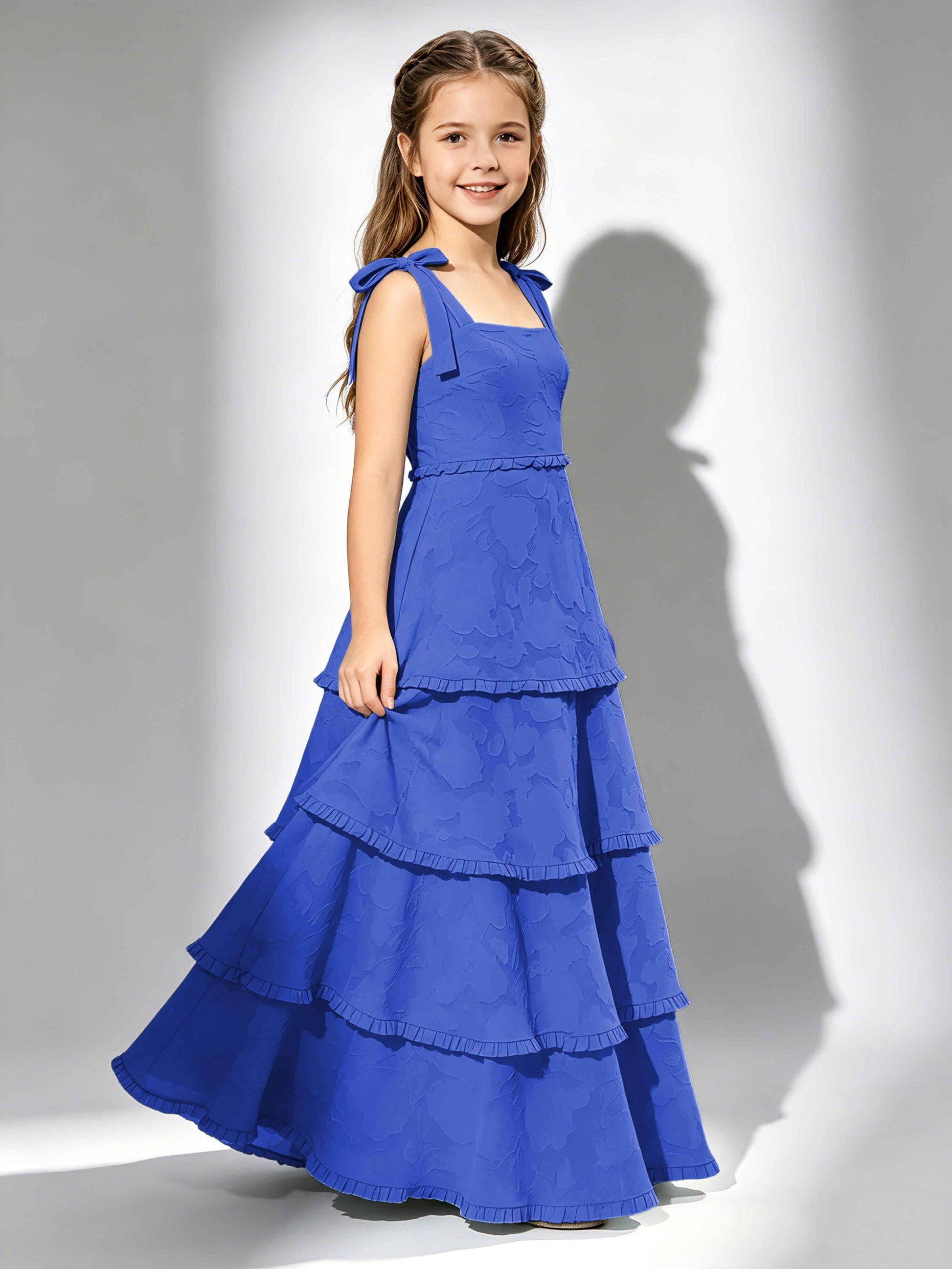 Spaghetti Straps Floral Burnout Chiffon Junior Bridesmaid Dresses