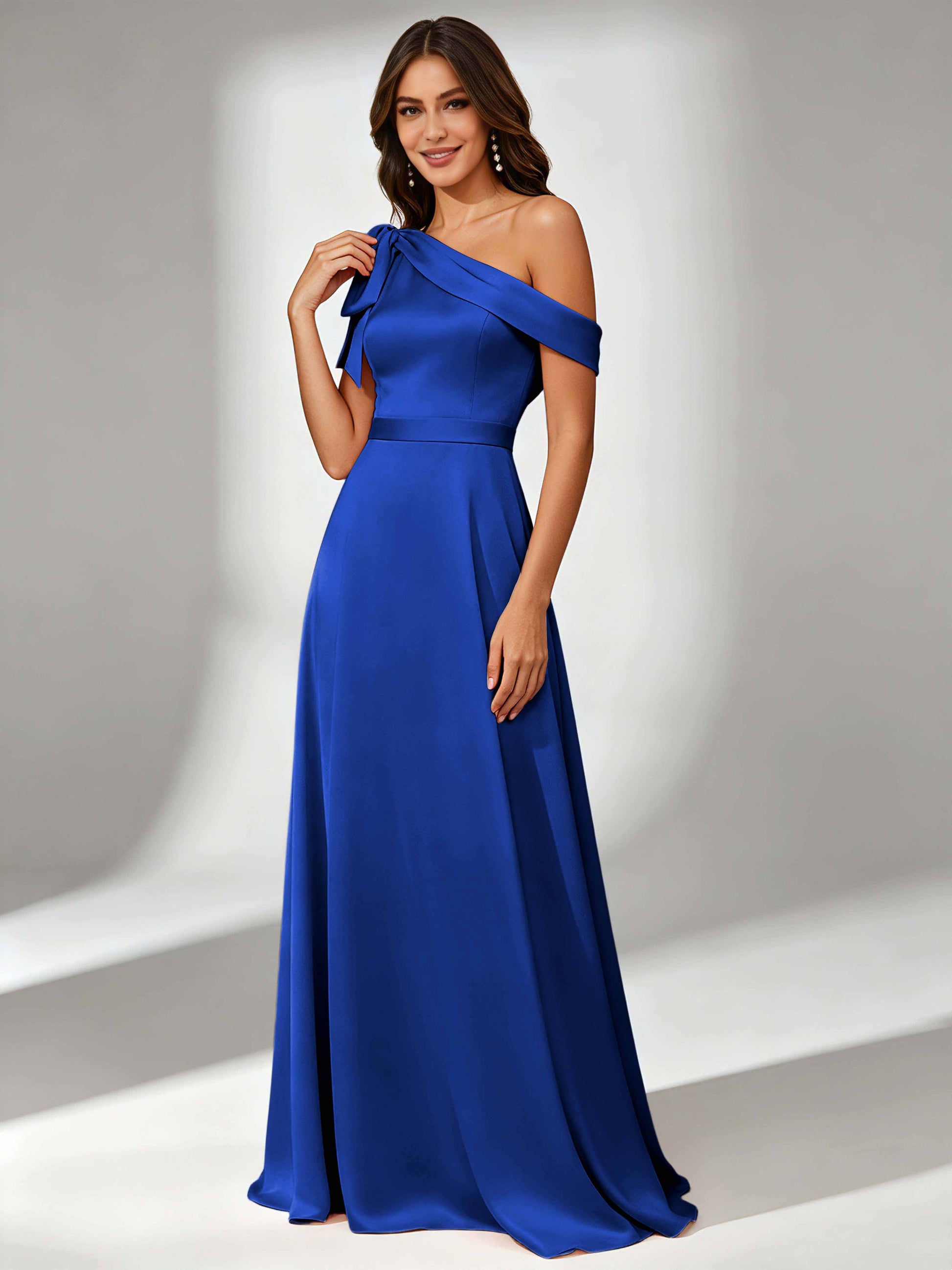 Satin One Shoulder Floor Length Bridesmaid Dresses