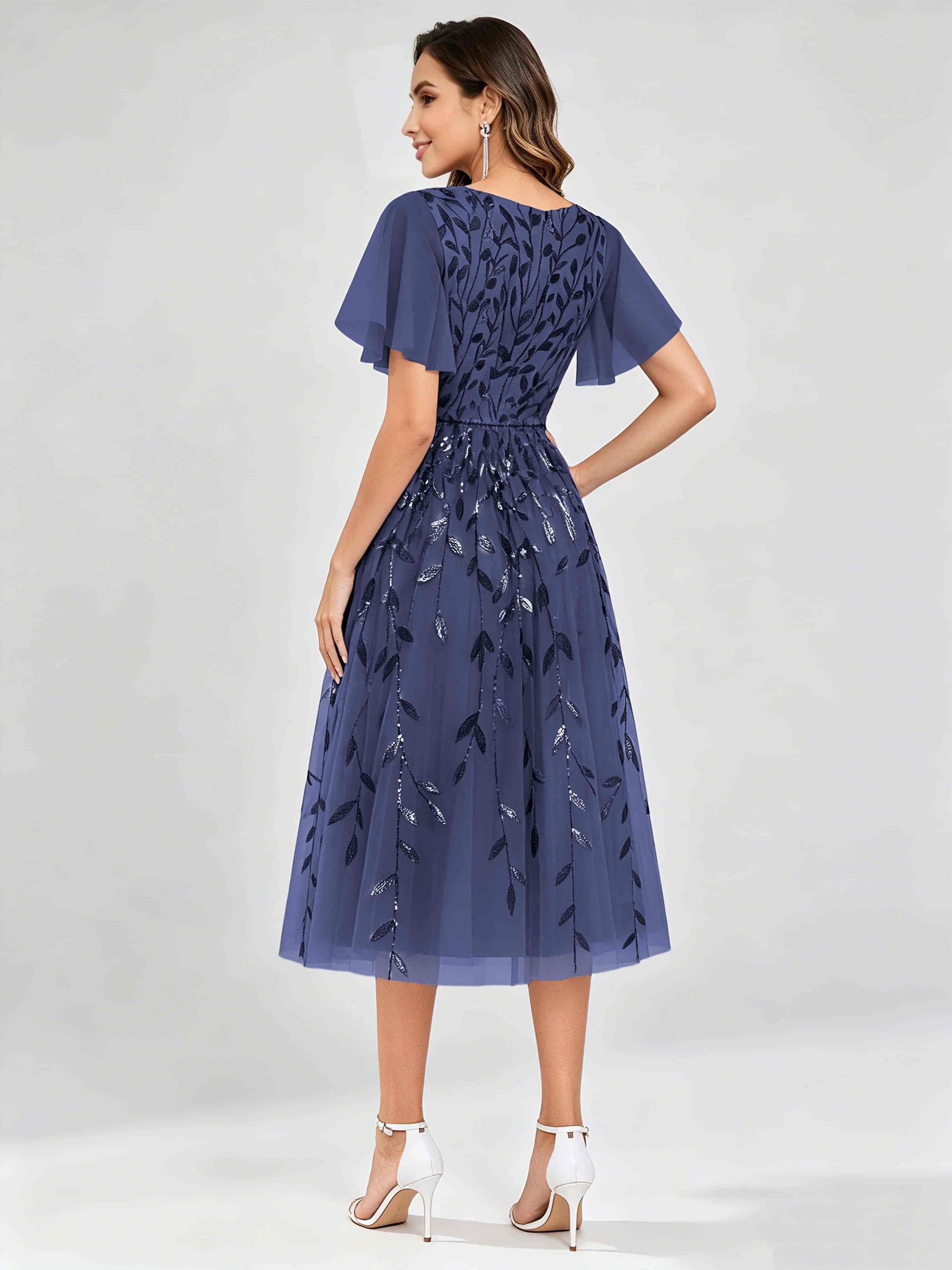 Modern A-Line Leaf Sequins Mother of the Bride & Groom Dresses