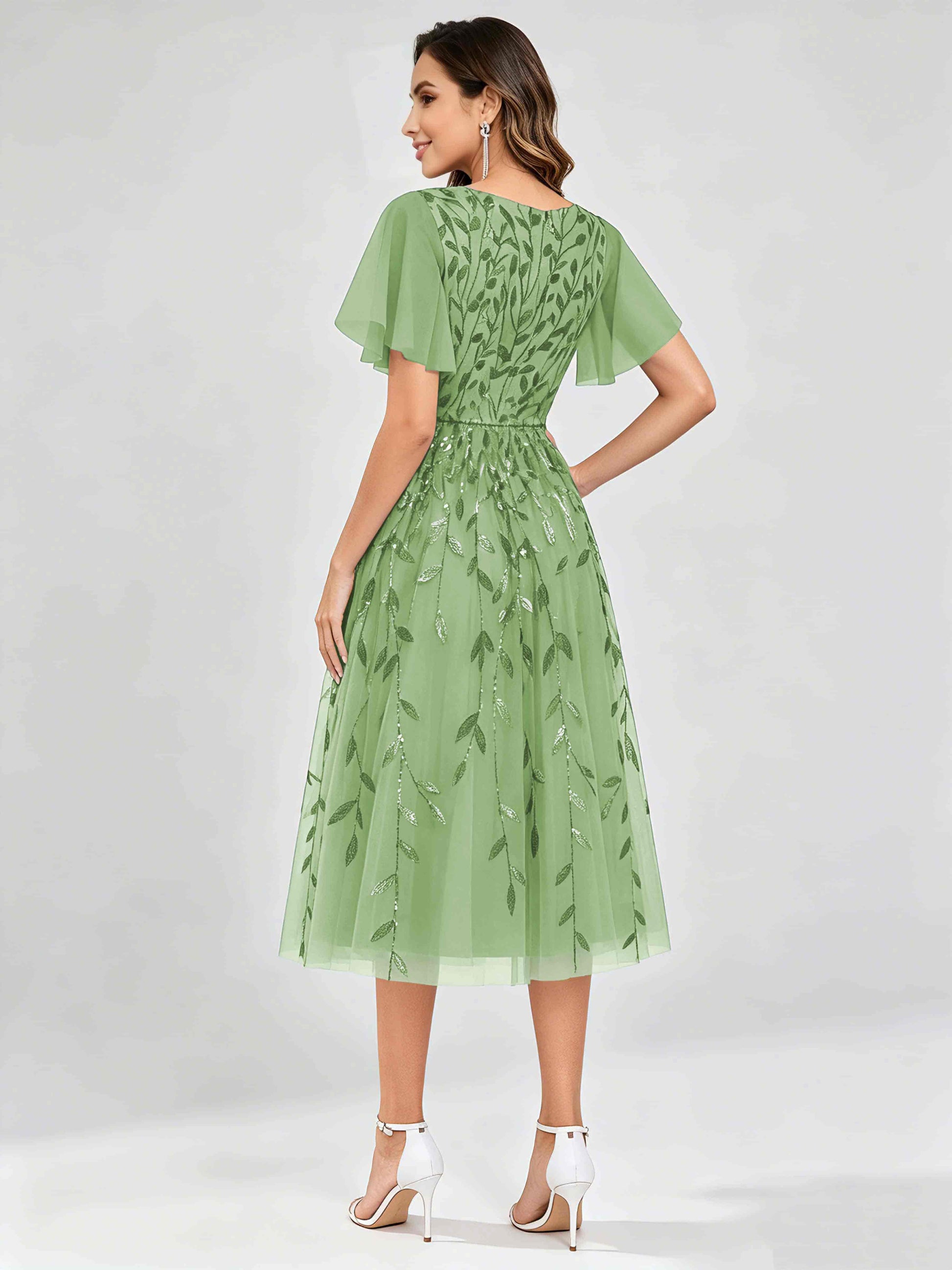 Modern A-Line Leaf Sequins Mother of the Bride & Groom Dresses