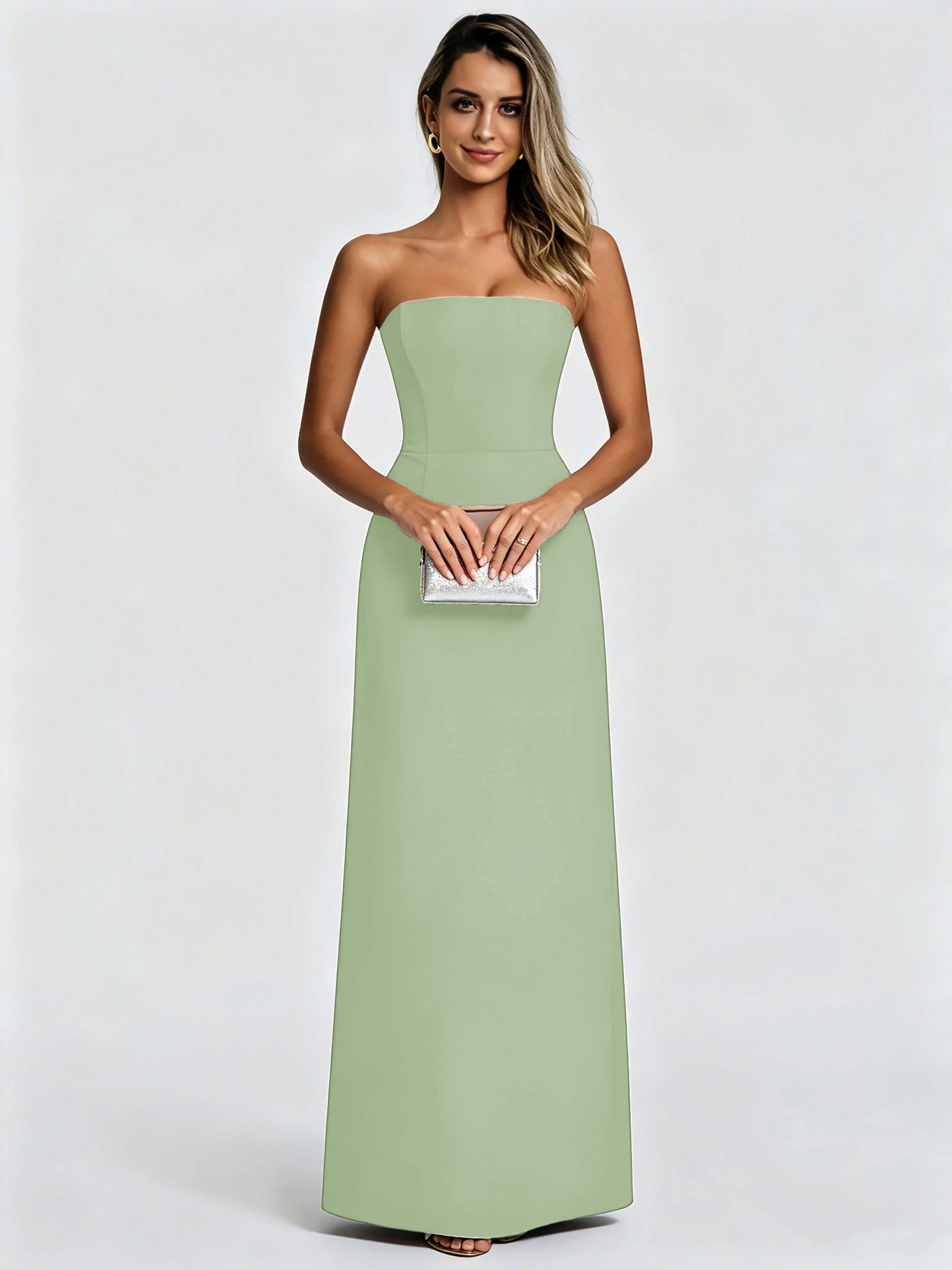 Satin Prom Dresses for Teens Strapless Formal Evening Gown