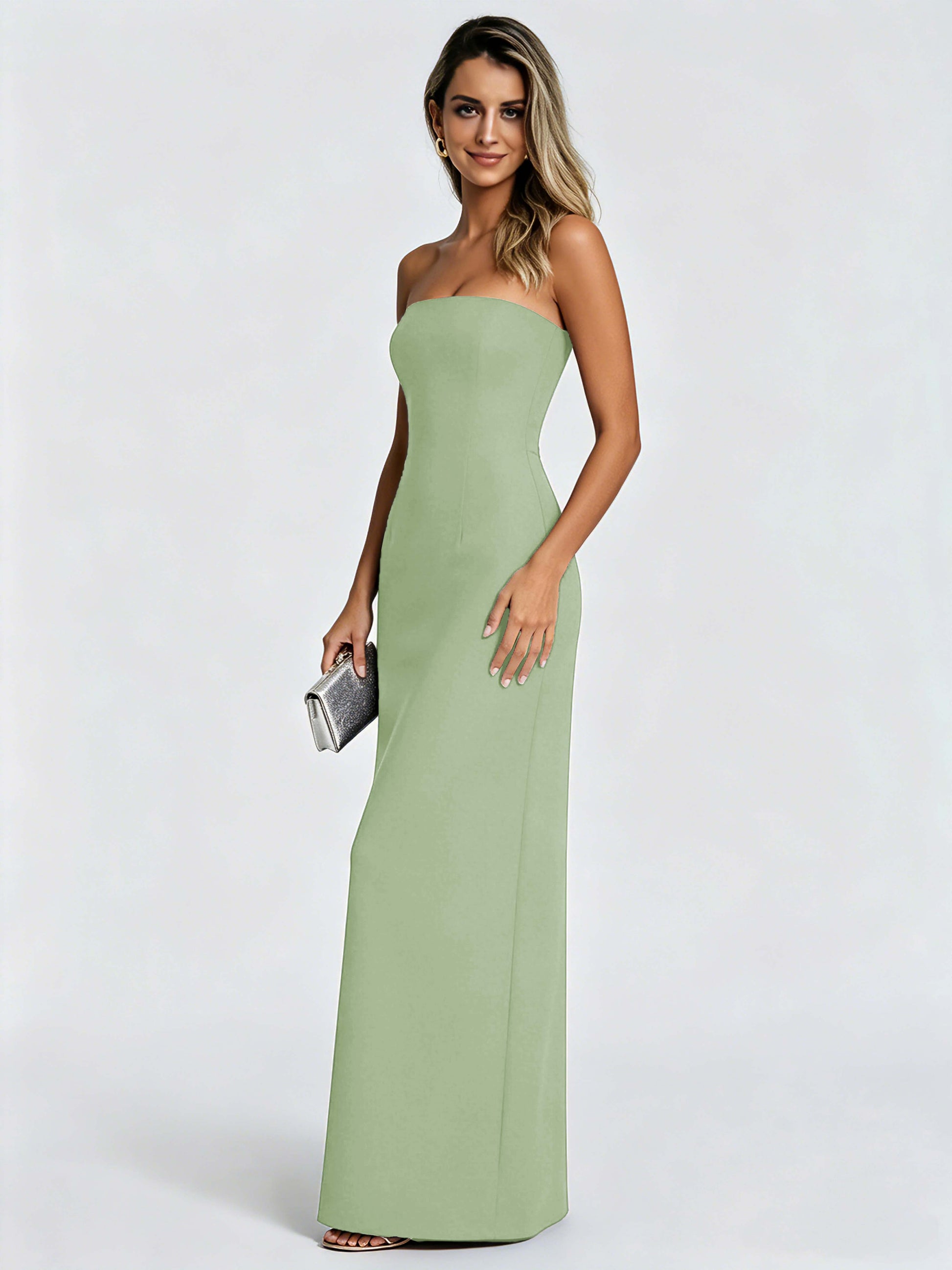 Satin Prom Dresses for Teens Strapless Formal Evening Gown