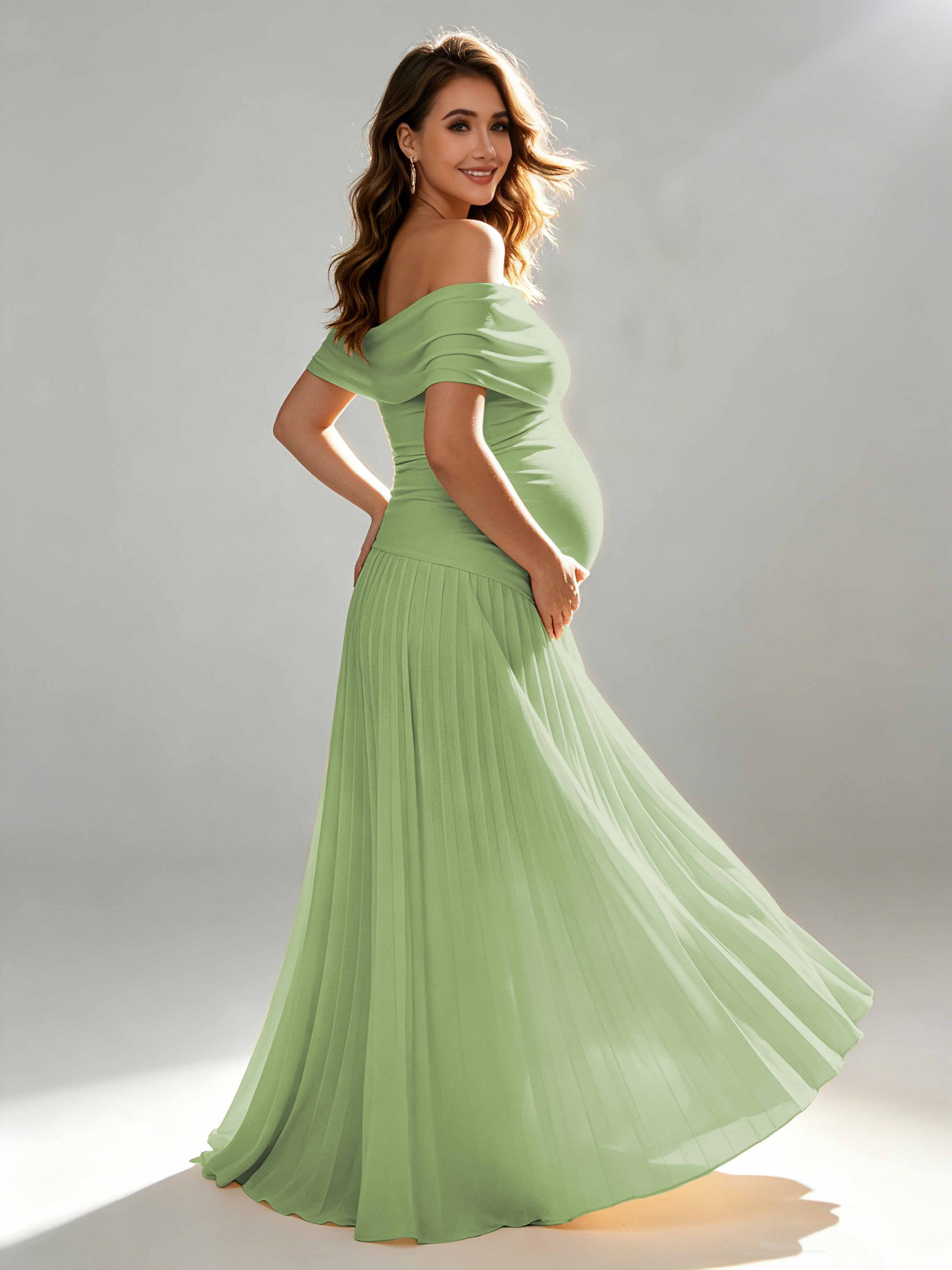 Off The Shoulder Spandex Maternity Dresses for Photoshoot