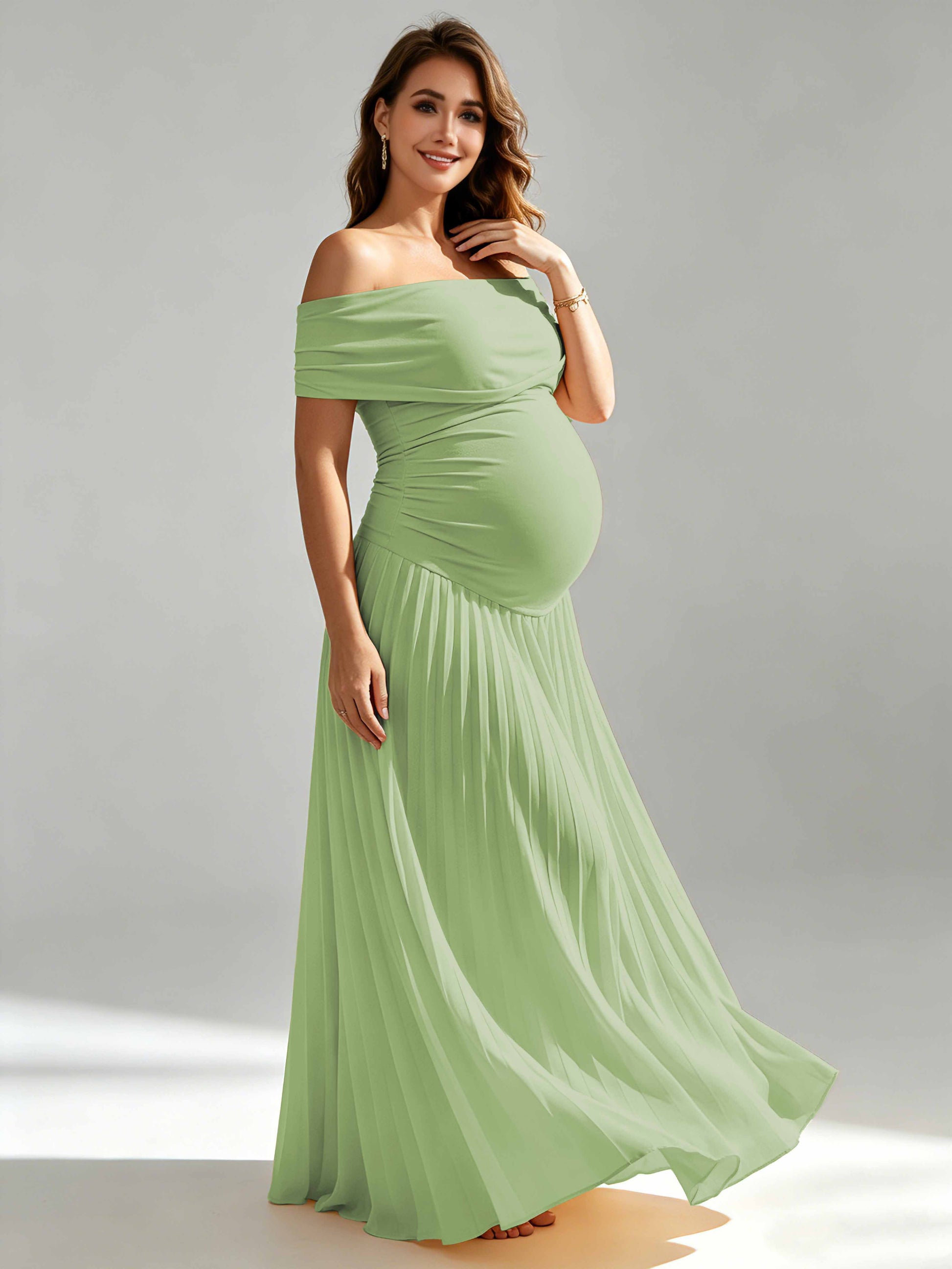 Off The Shoulder Spandex Maternity Dresses for Photoshoot