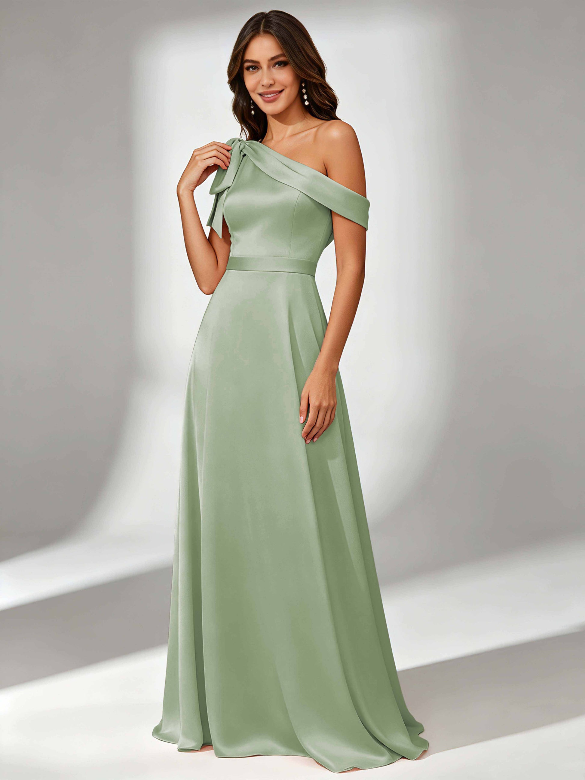 Satin One Shoulder Floor Length Bridesmaid Dresses