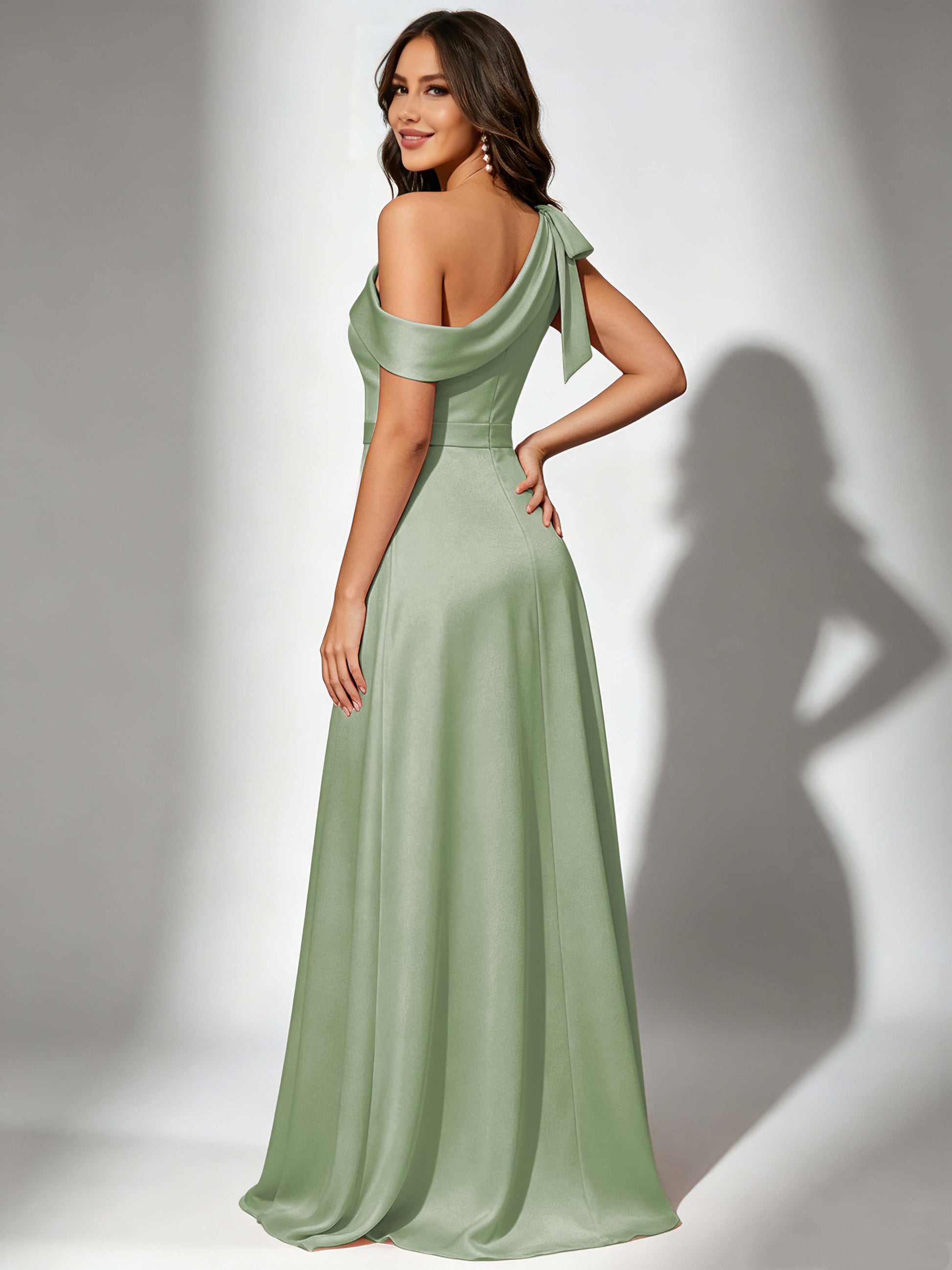 Satin One Shoulder Floor Length Bridesmaid Dresses