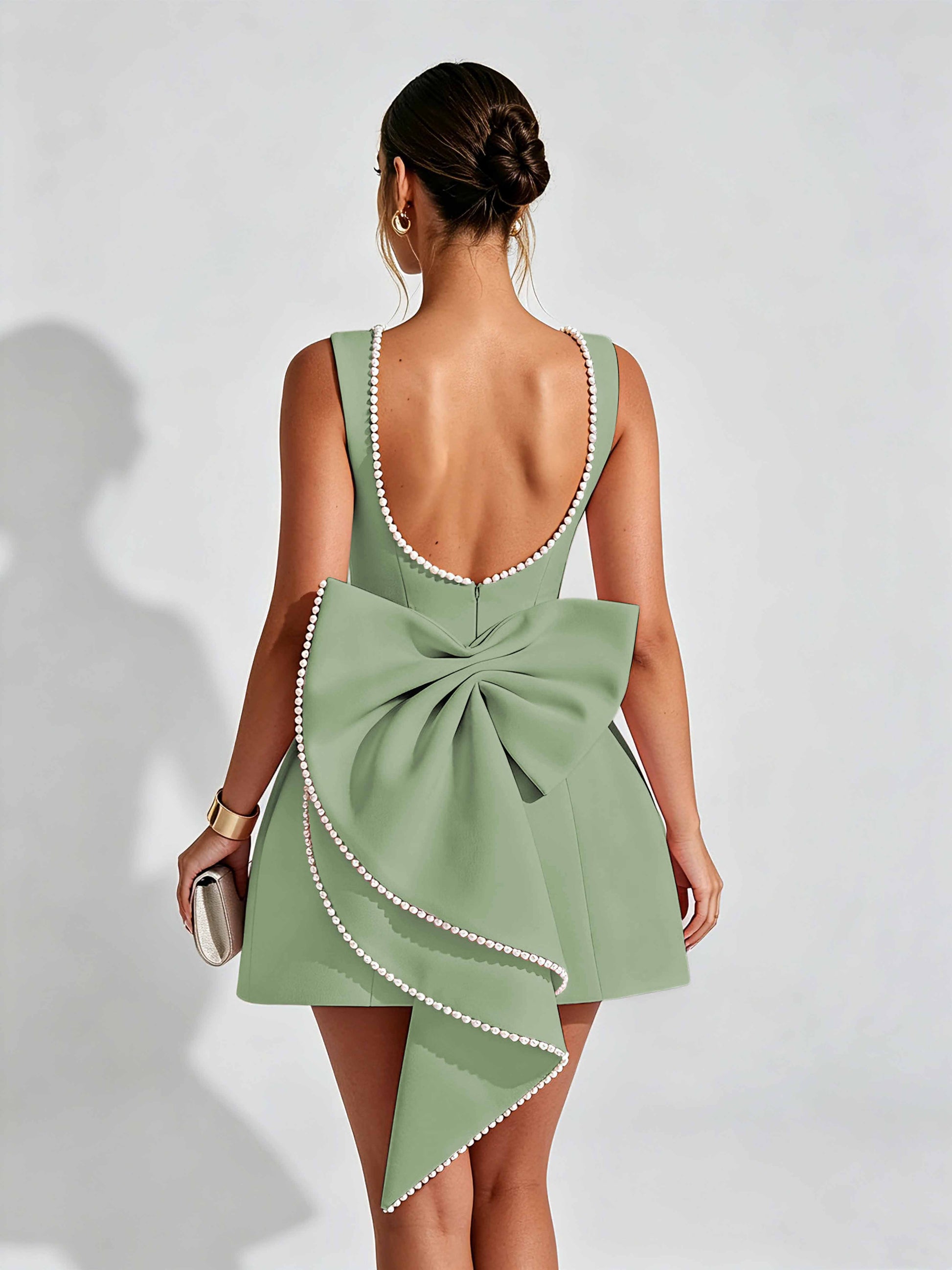Satin Homecoming Dresses for Teens Short Prom Dress with Bow on Back