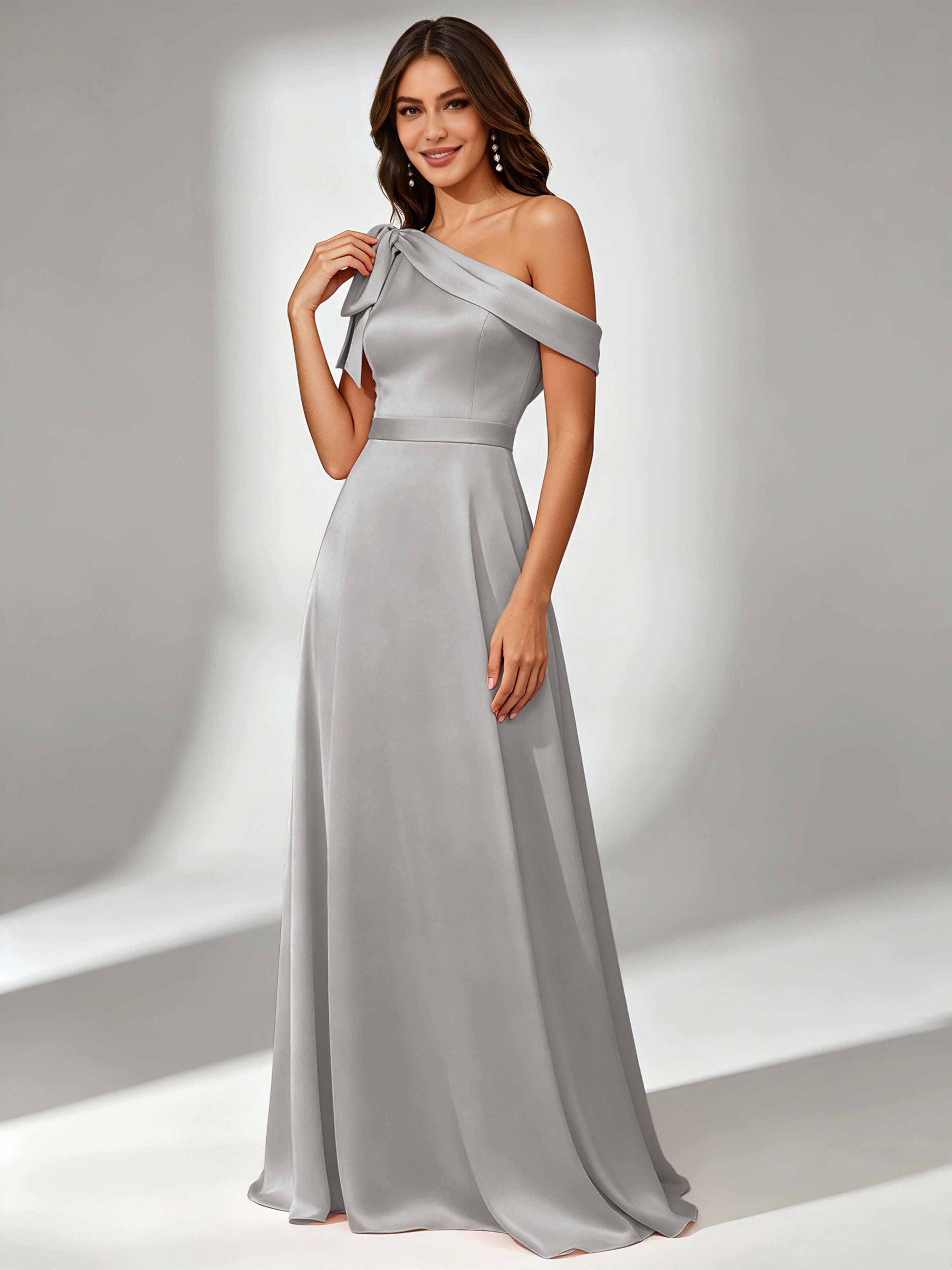 Satin One Shoulder Floor Length Bridesmaid Dresses