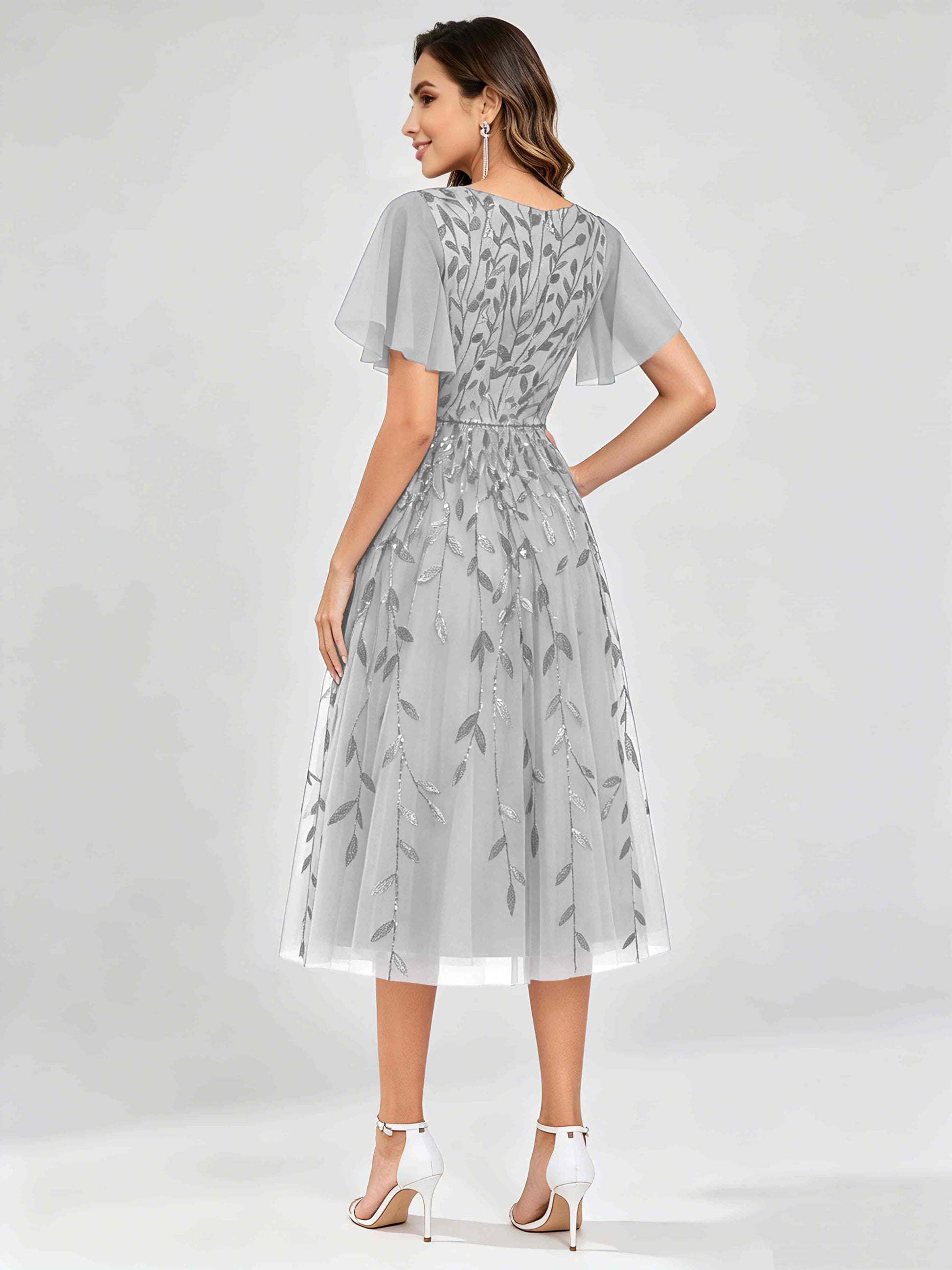 Modern A-Line Leaf Sequins Mother of the Bride & Groom Dresses