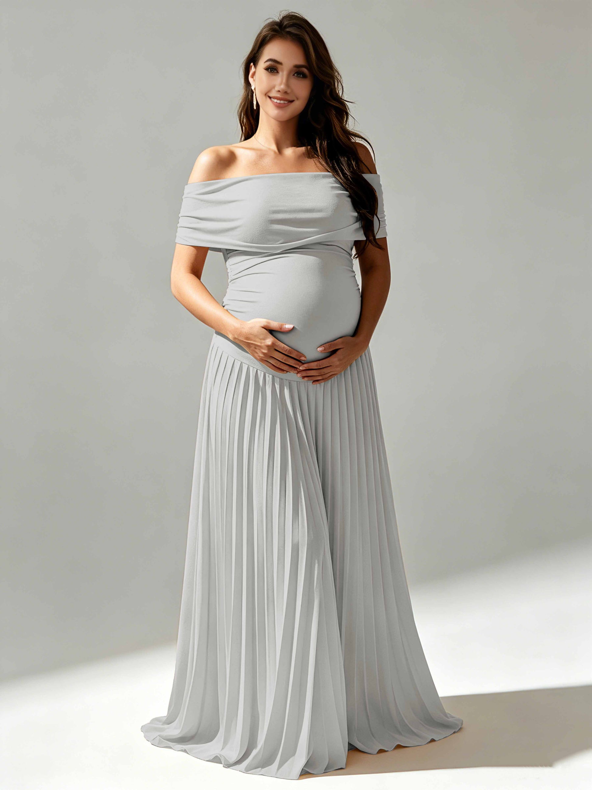 Off The Shoulder Spandex Maternity Dresses for Photoshoot