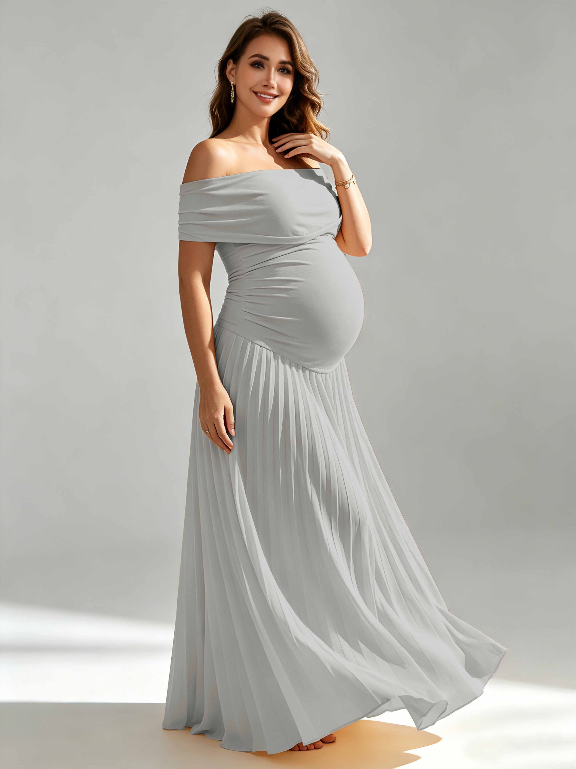 Off The Shoulder Spandex Maternity Dresses for Photoshoot