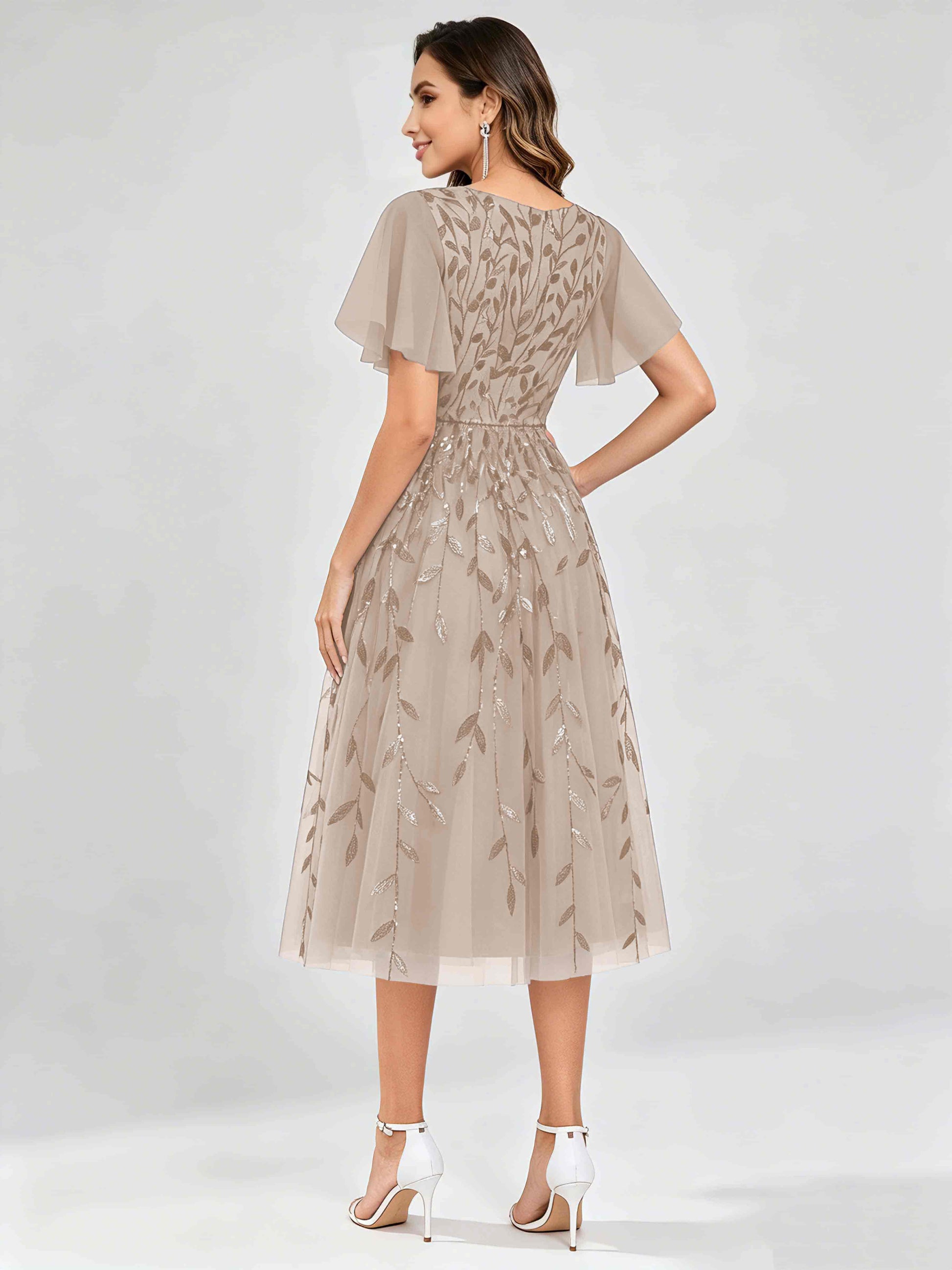Modern A-Line Leaf Sequins Mother of the Bride & Groom Dresses