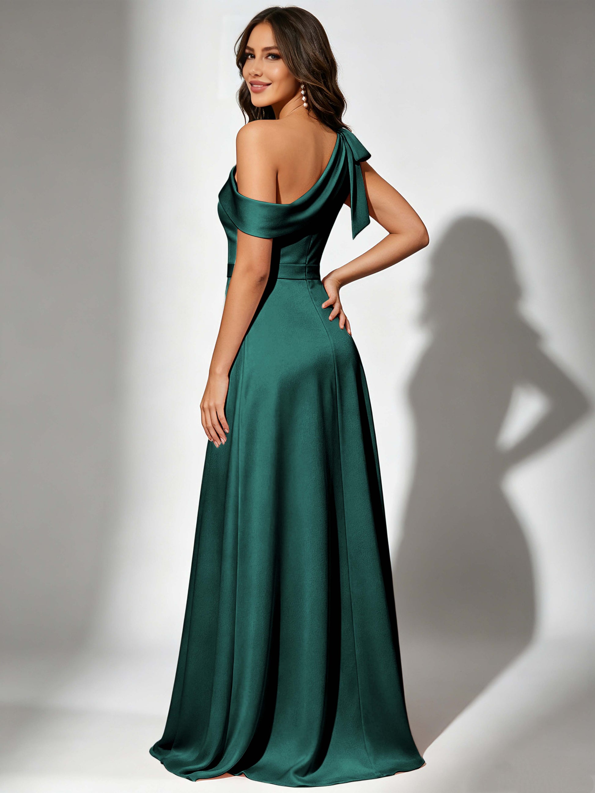 Satin One Shoulder Floor Length Bridesmaid Dresses