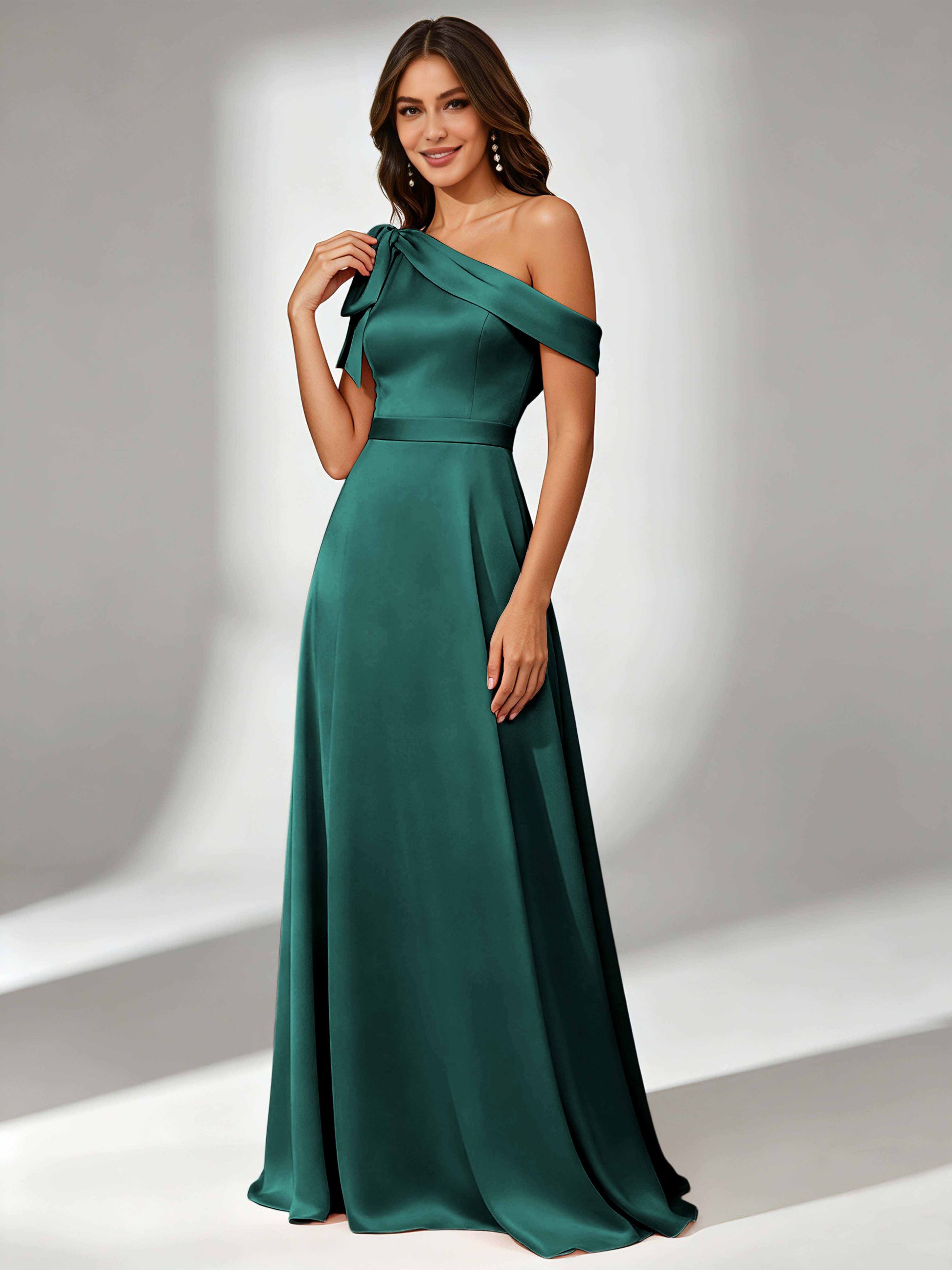 Satin One Shoulder Floor Length Bridesmaid Dresses