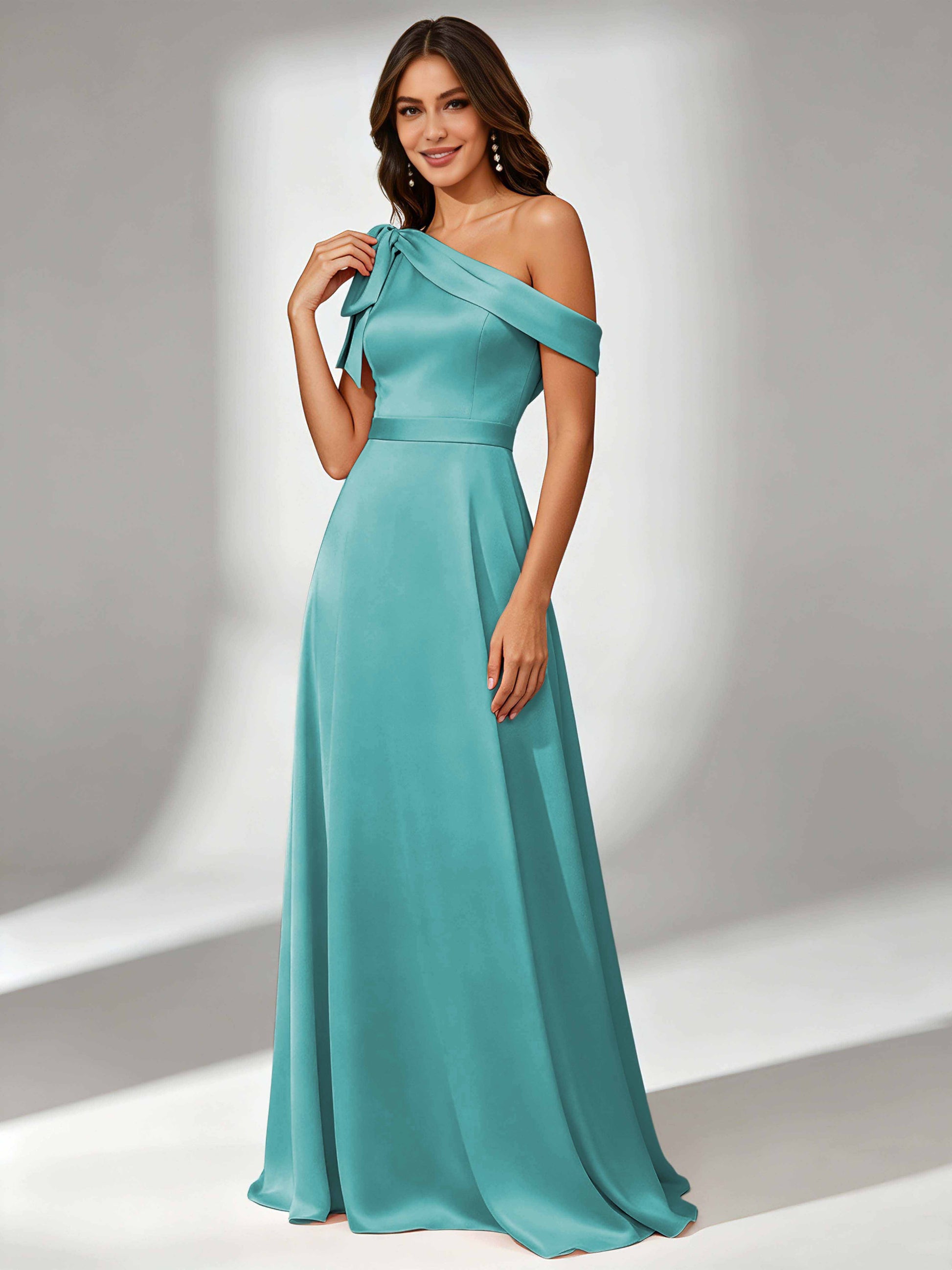 Satin One Shoulder Floor Length Bridesmaid Dresses