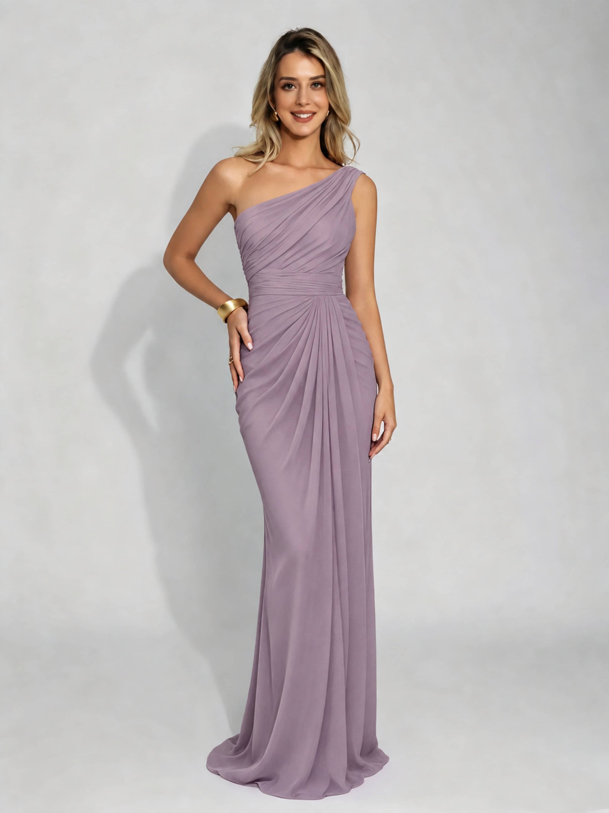 One Shoulder Pleated Mermaid Bridesmaid Dresses
