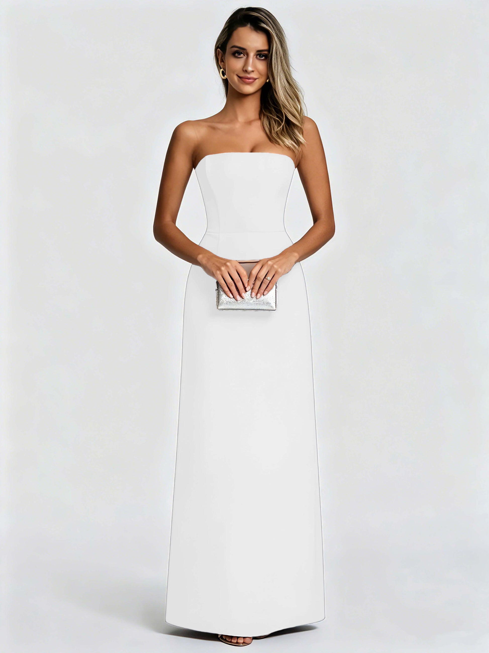 Satin Prom Dresses for Teens Strapless Formal Evening Gown