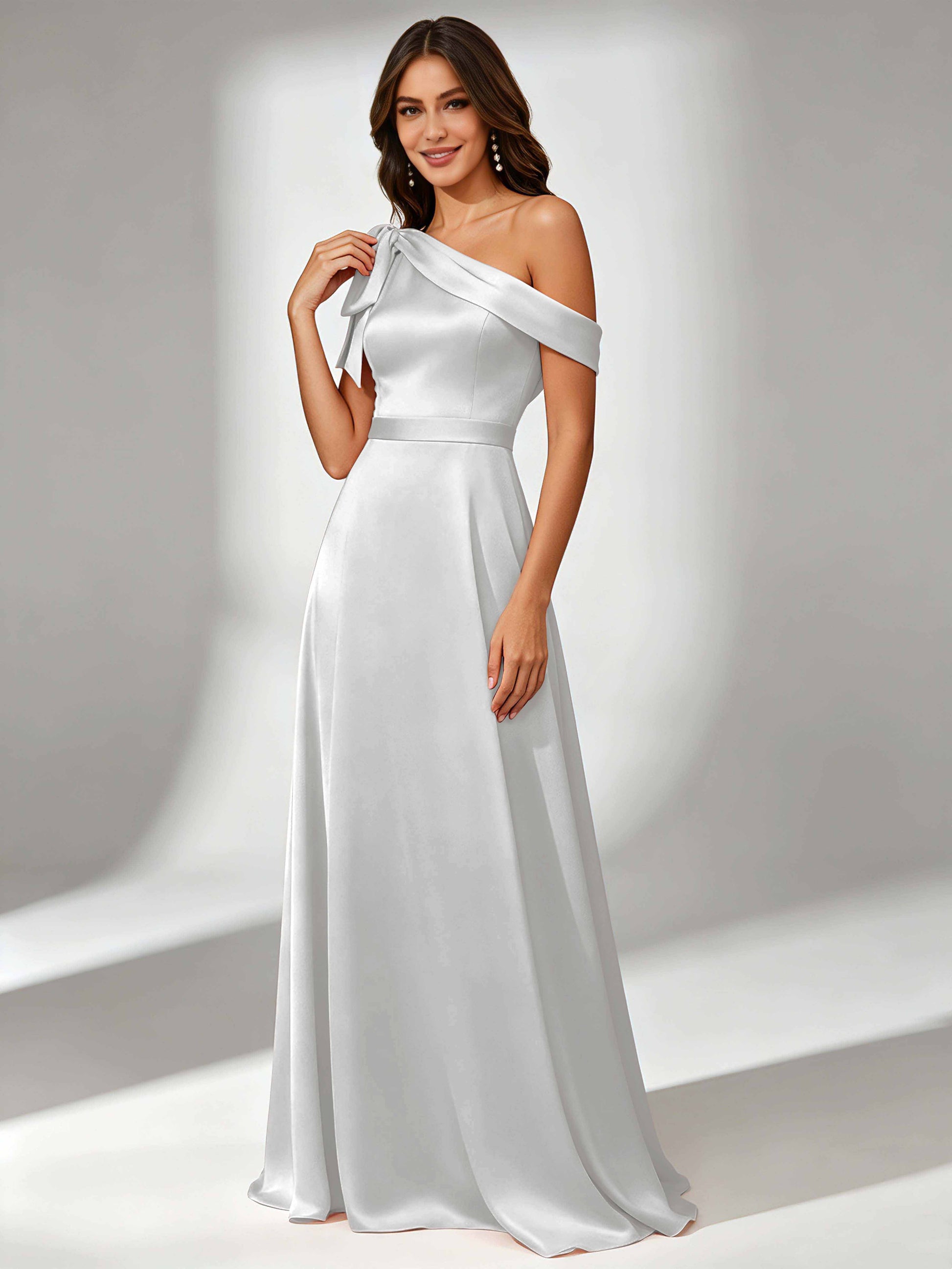 Satin One Shoulder Floor Length Bridesmaid Dresses