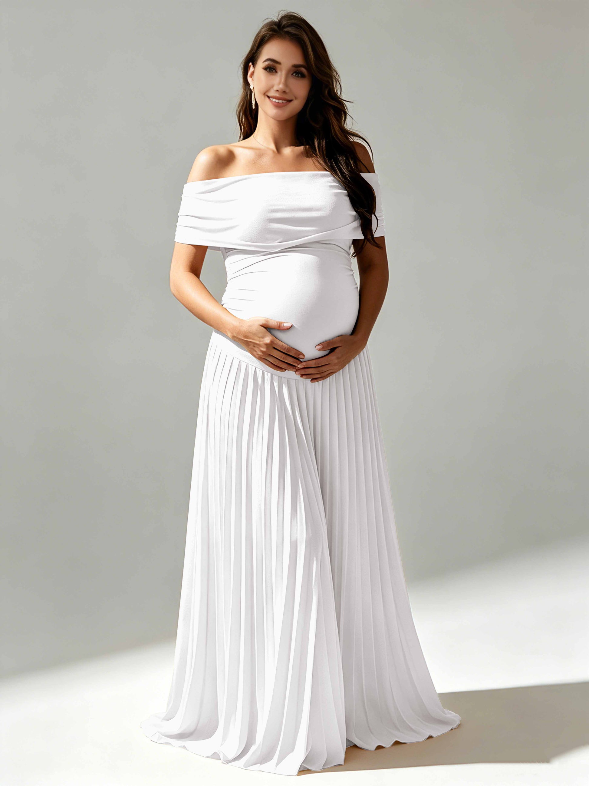 Off The Shoulder Spandex Maternity Dresses for Photoshoot