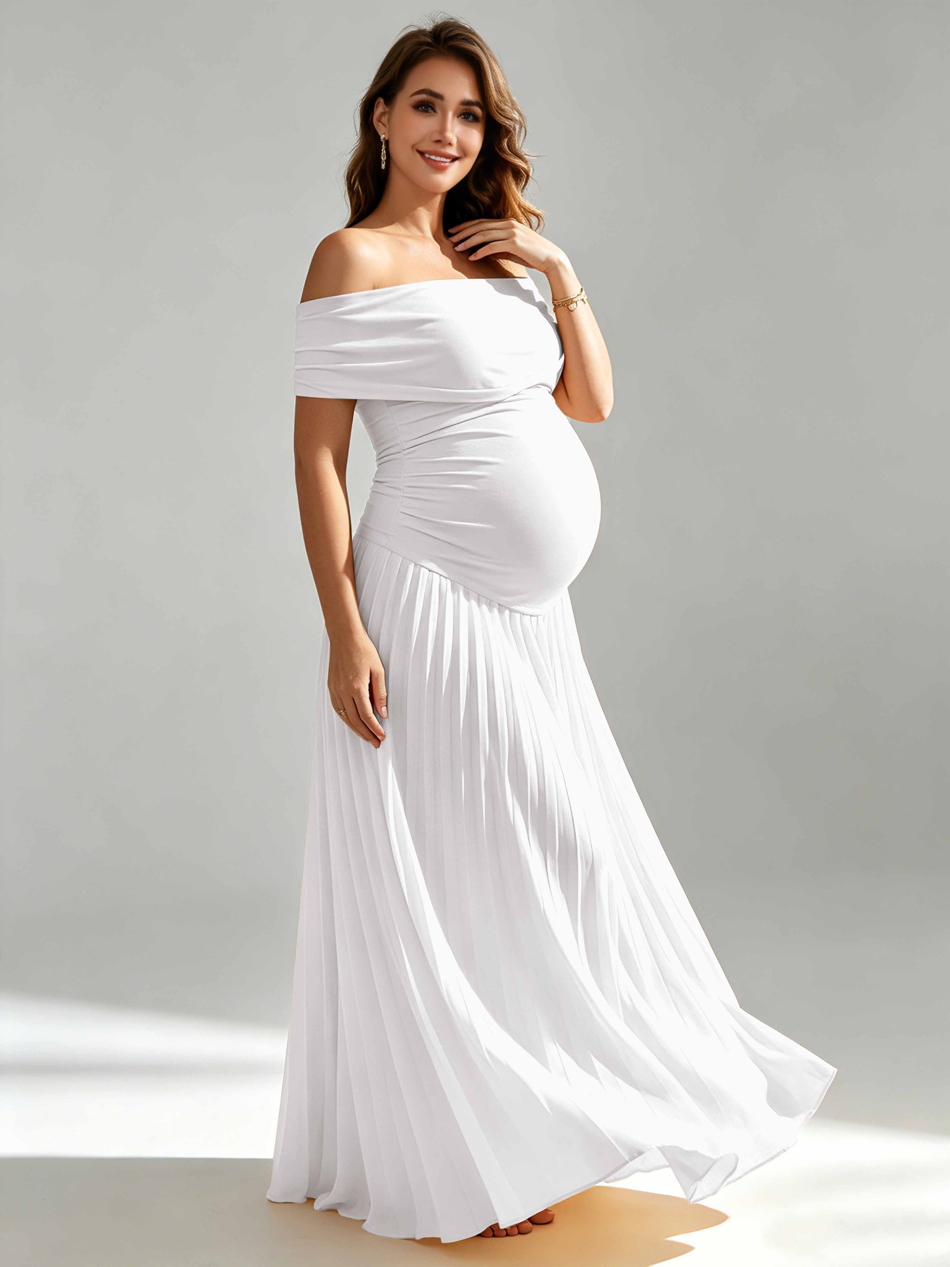 Off The Shoulder Spandex Maternity Dresses for Photoshoot