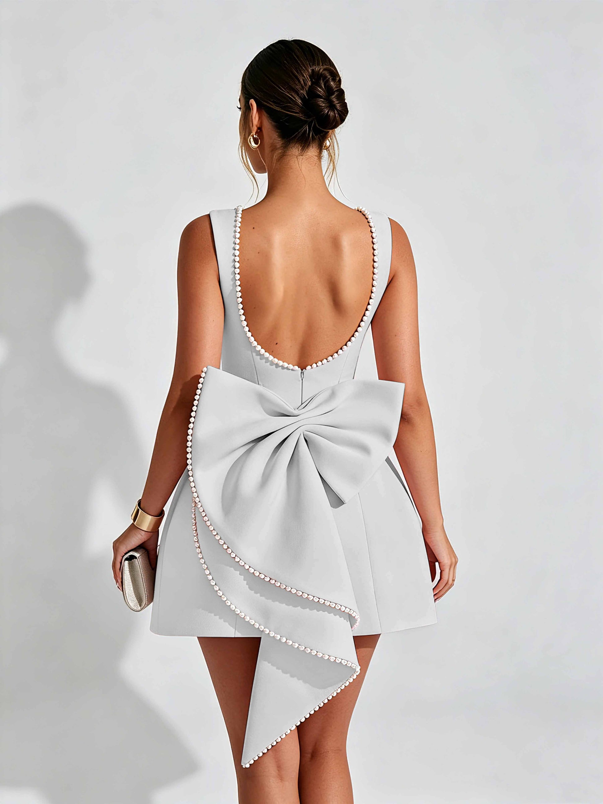 Satin Homecoming Dresses for Teens Short Prom Dress with Bow on Back