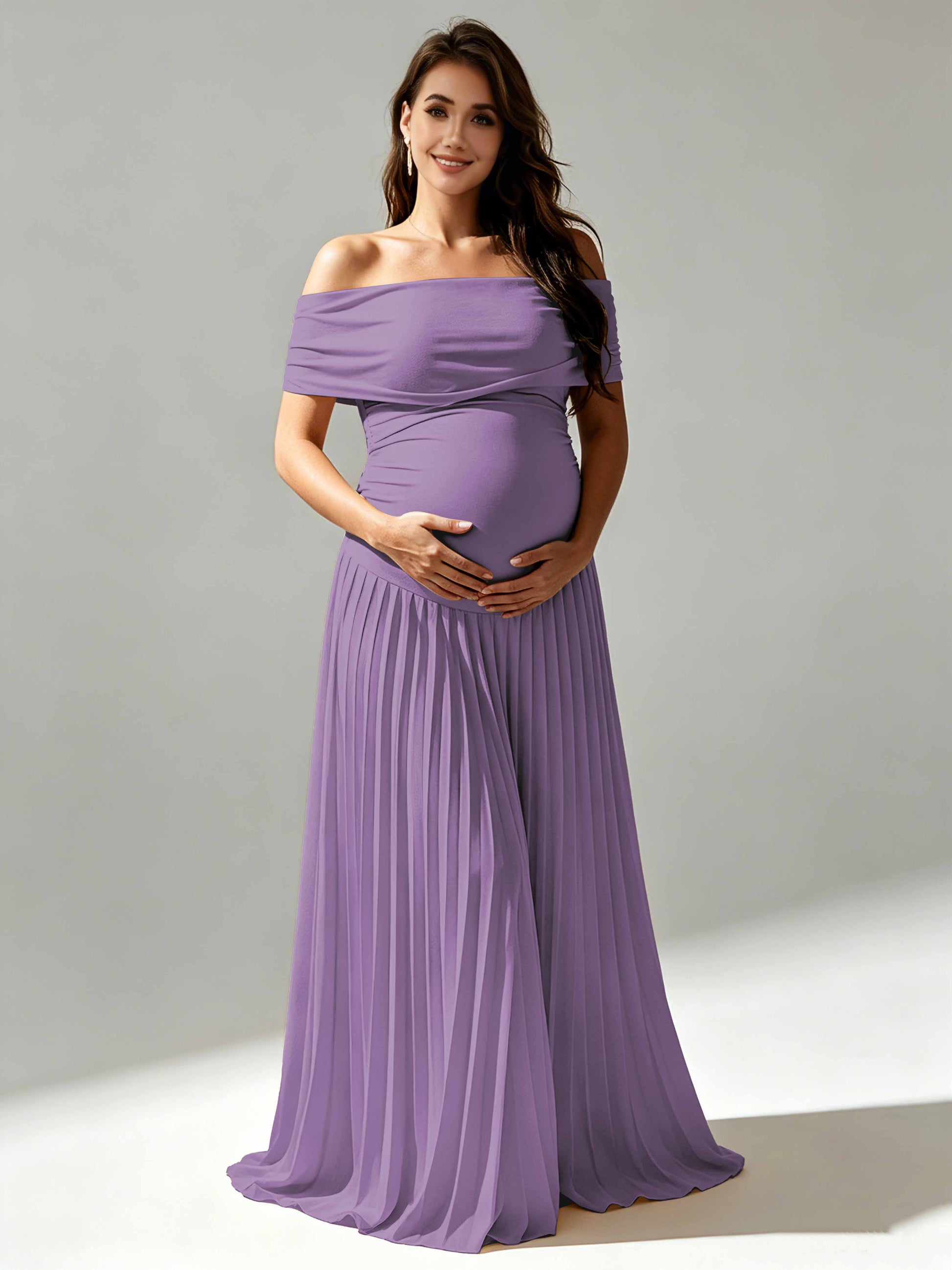 Off The Shoulder Spandex Maternity Dresses for Photoshoot