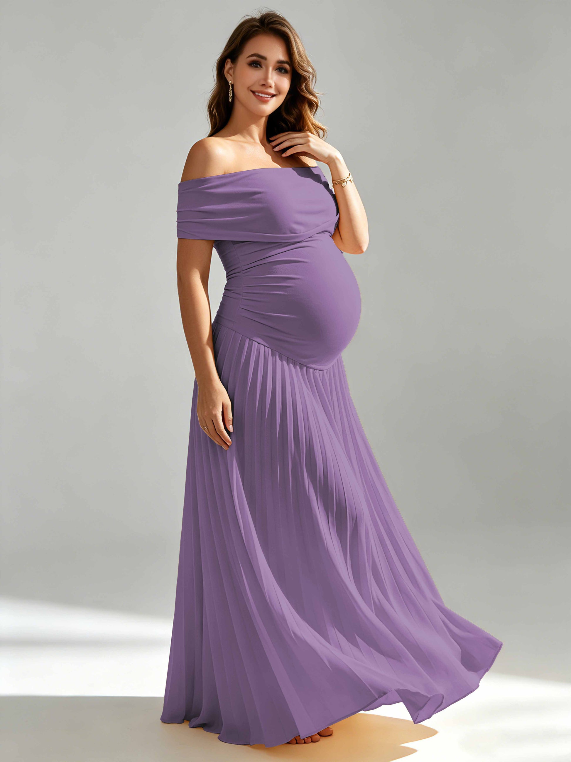 Off The Shoulder Spandex Maternity Dresses for Photoshoot
