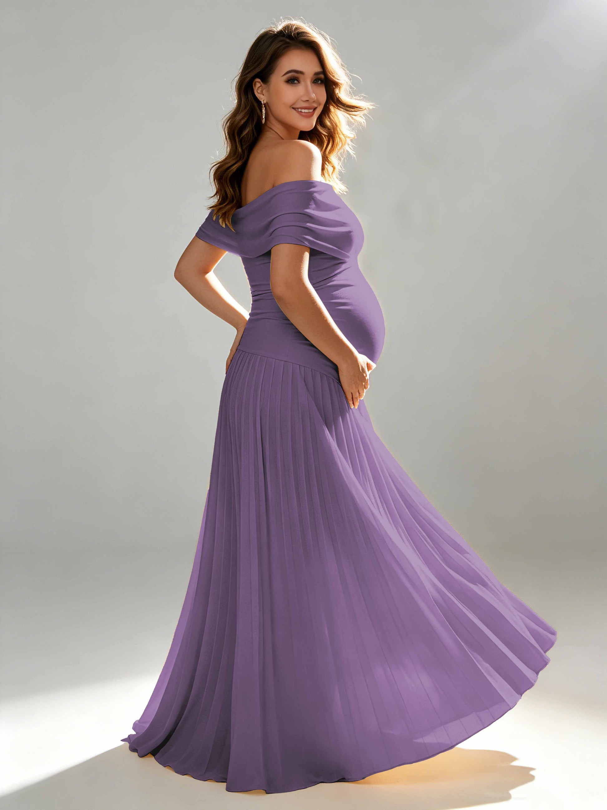 Off The Shoulder Spandex Maternity Dresses for Photoshoot