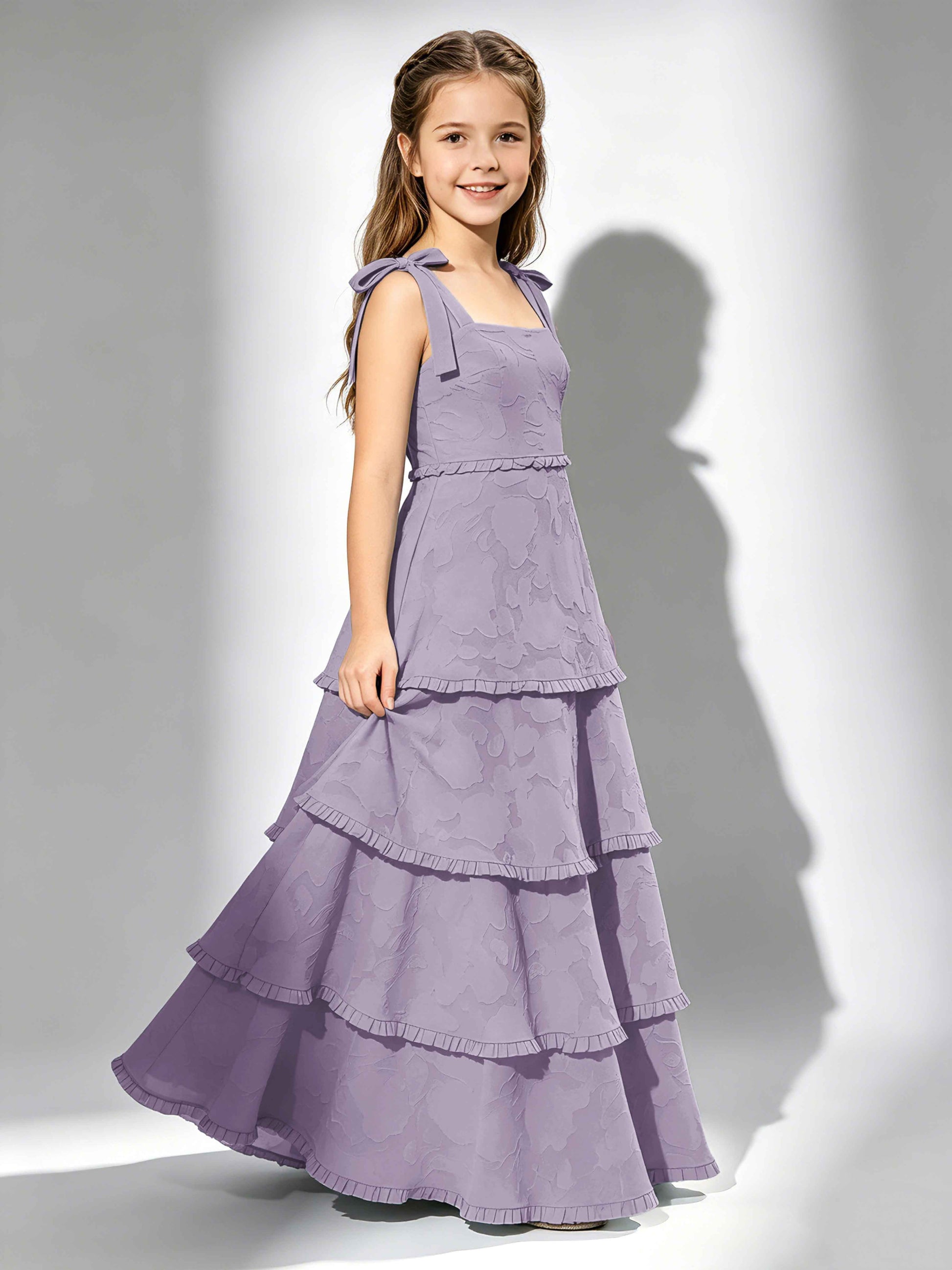 Spaghetti Straps Floral Burnout Chiffon Junior Bridesmaid Dresses