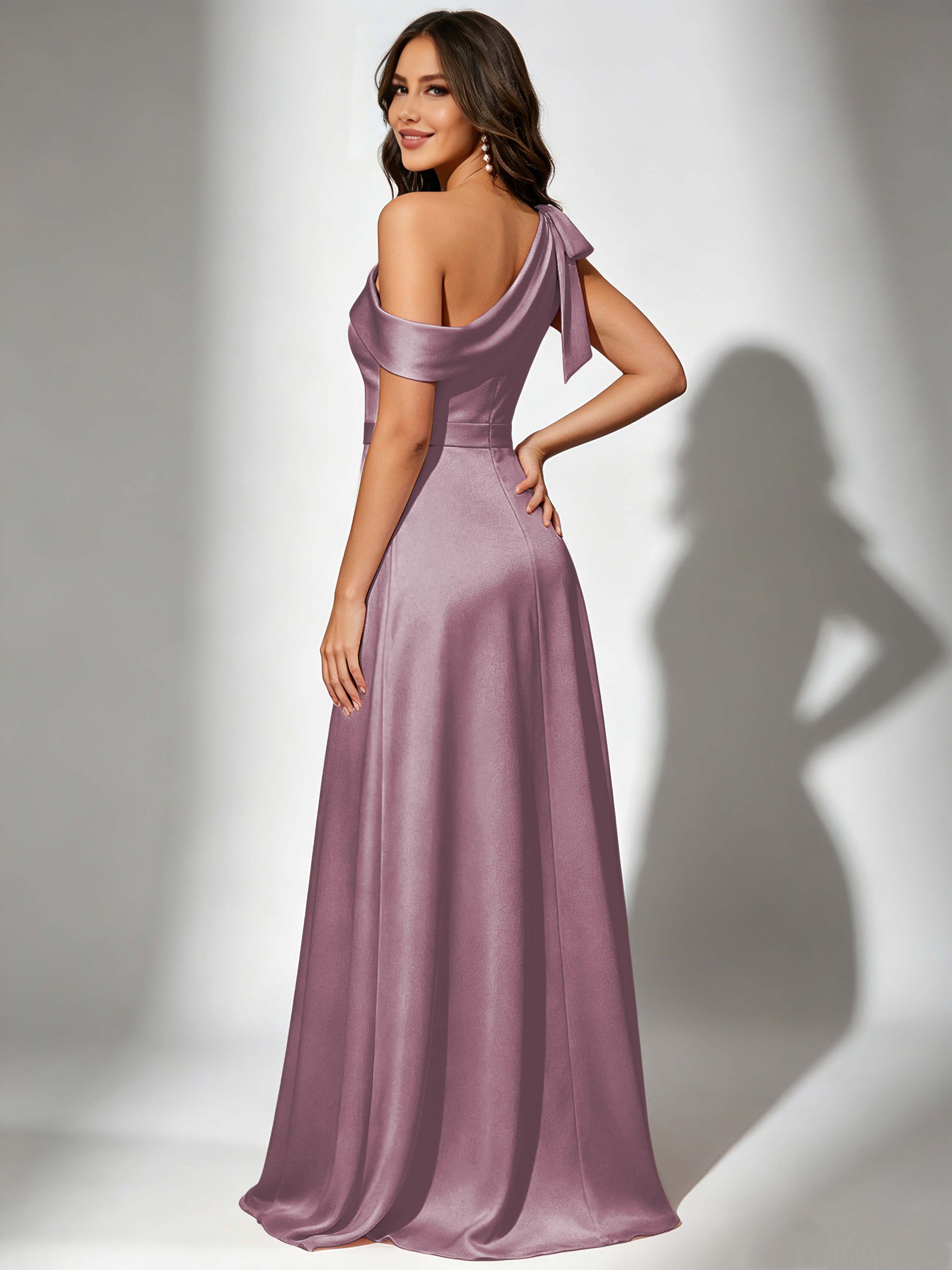 Satin One Shoulder Floor Length Bridesmaid Dresses