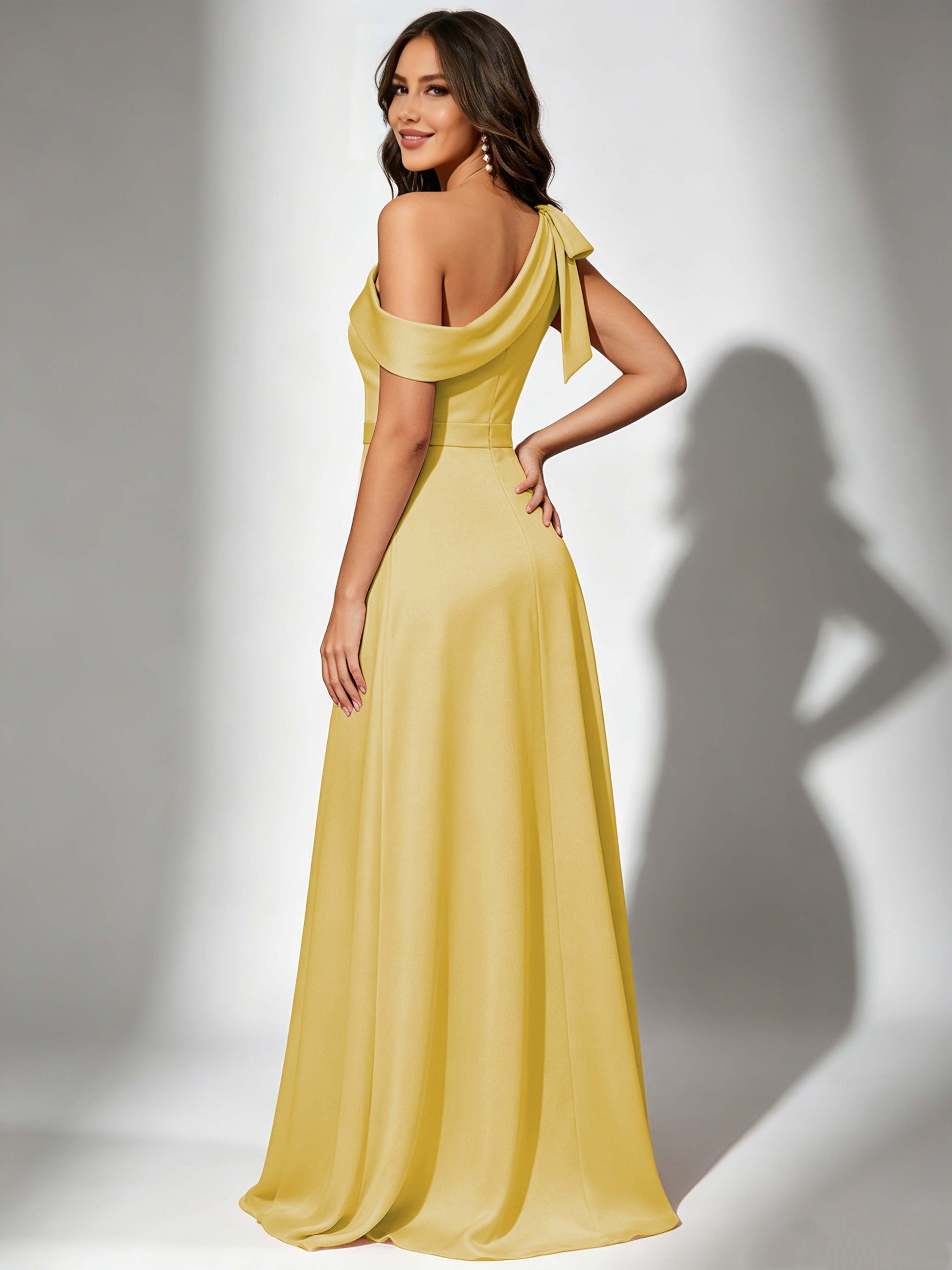 Satin One Shoulder Floor Length Bridesmaid Dresses