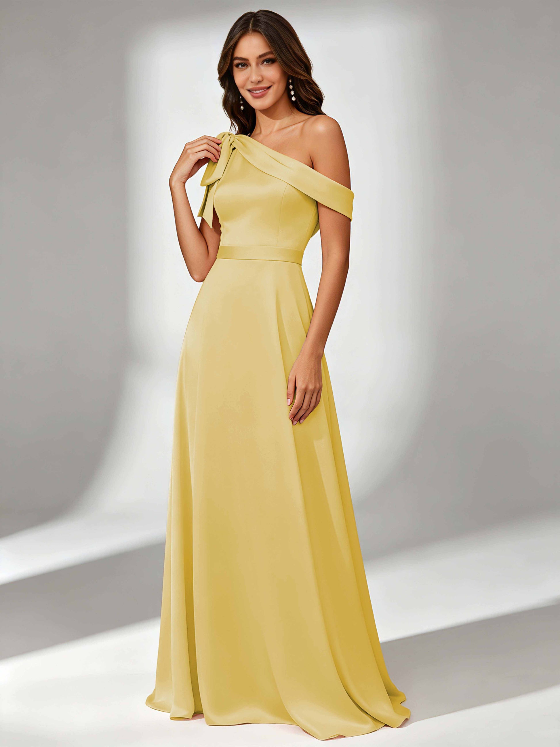 Satin One Shoulder Floor Length Bridesmaid Dresses