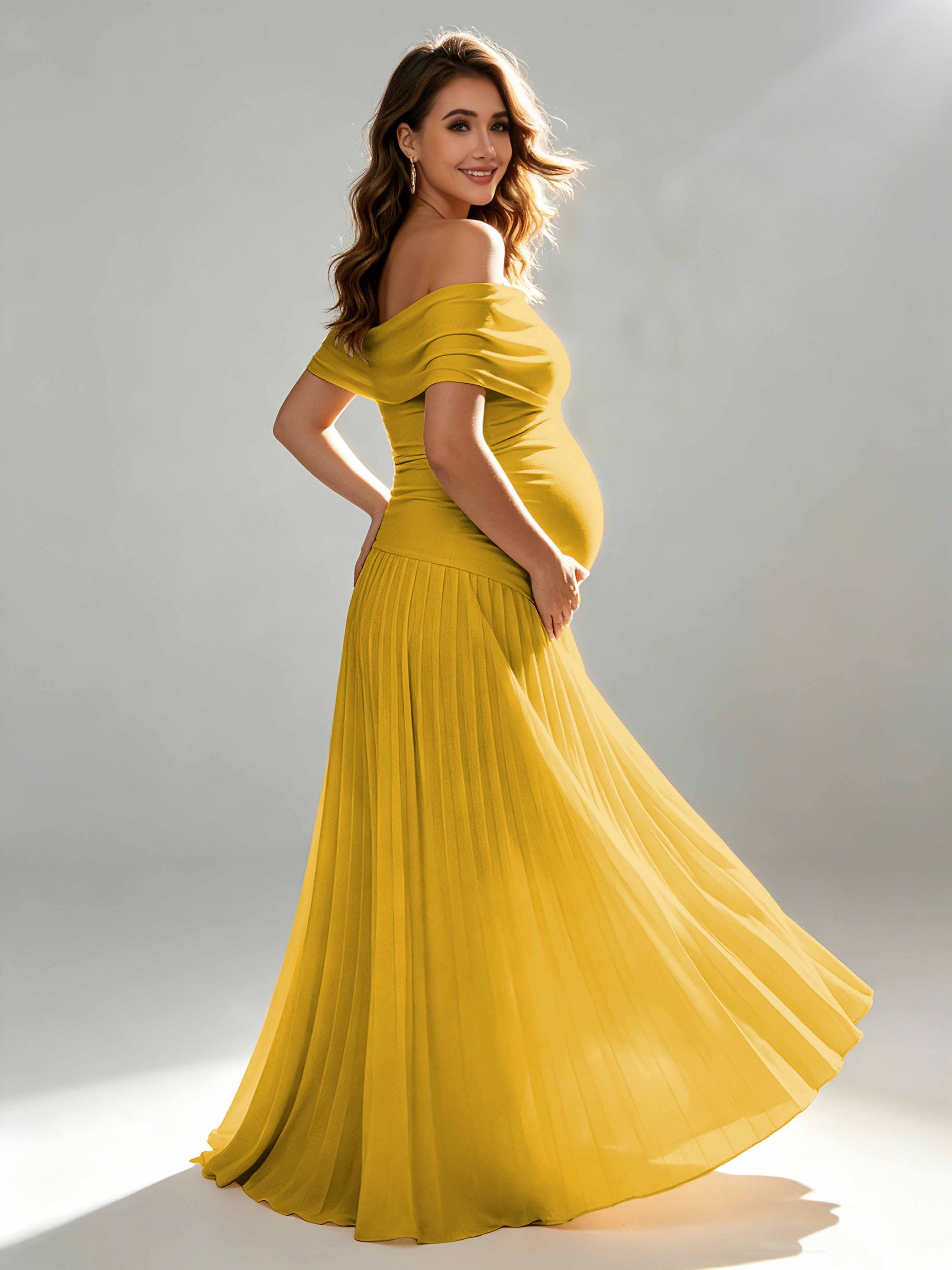 Off The Shoulder Spandex Maternity Dresses for Photoshoot