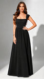 Square Neck Chiffon Bridesmaid Dress Corset Formal Gown