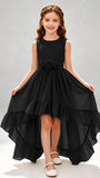 Chiffon 3D Flower High Low Junior Bridesmaid Dresses