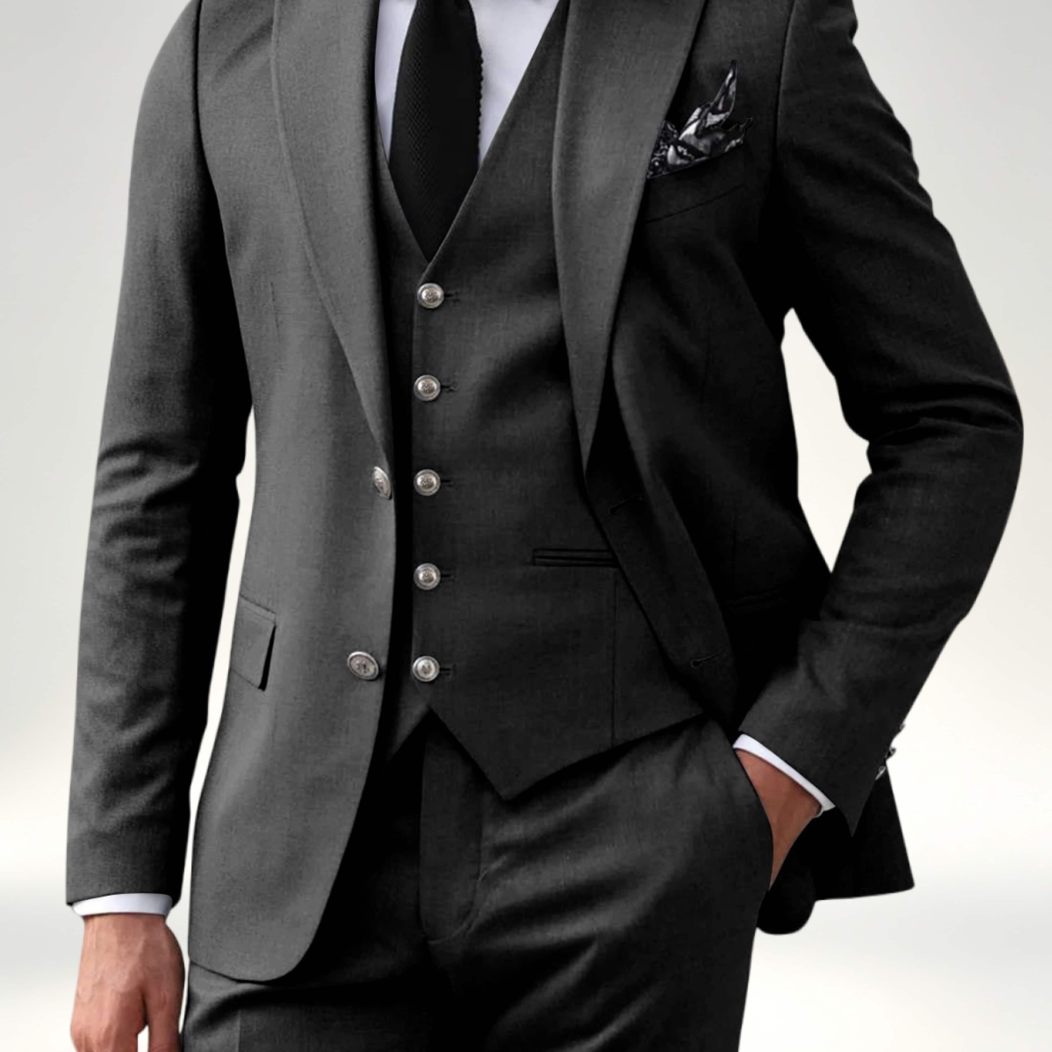 Elegant Men's 2 Button Solid 3 Pieces Formal Wedding Suits