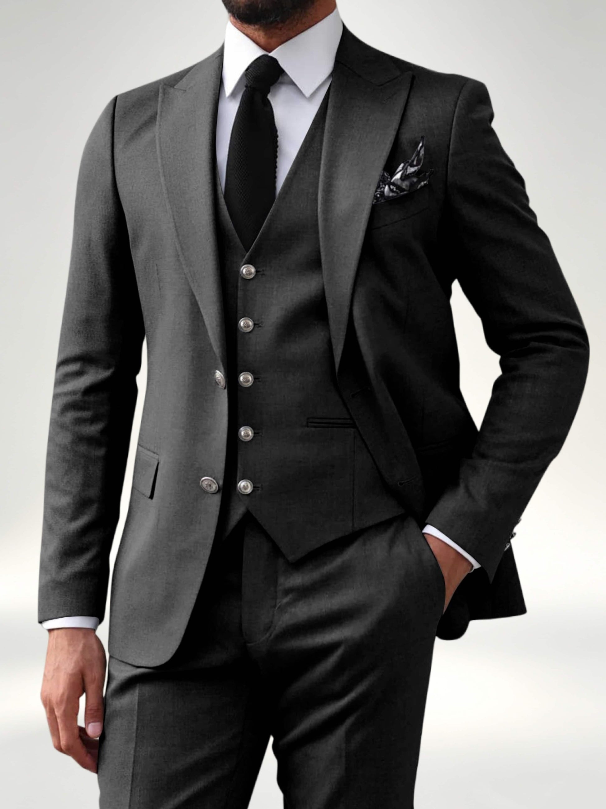 Elegant Men's 2 Button Solid 3 Pieces Formal Wedding Suits