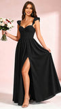 Elegant Chiffon Corset Bridesmaid Dresses with Slit