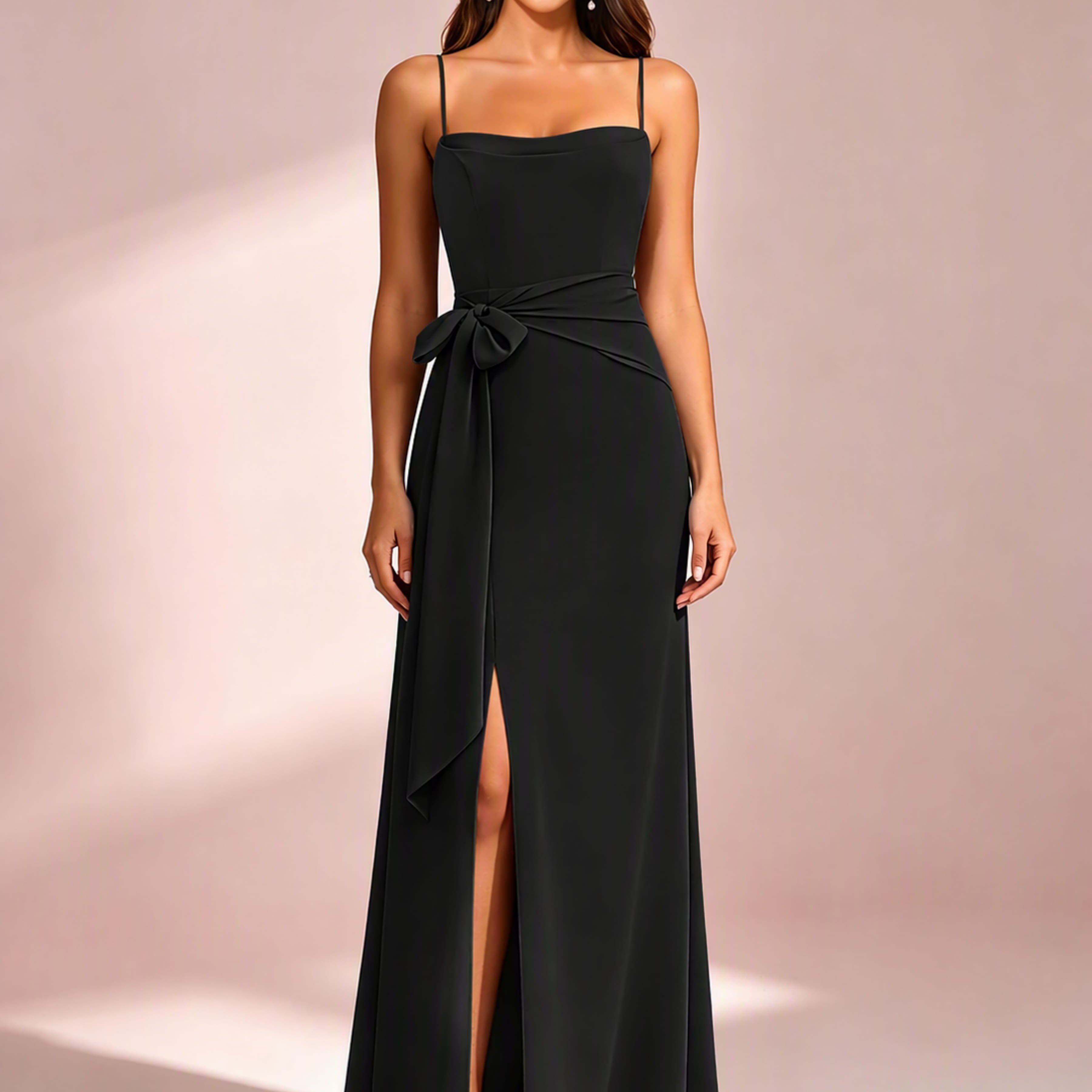 Spaghetti Straps Chiffon Bridesmaid Dress for Wedding with Belt