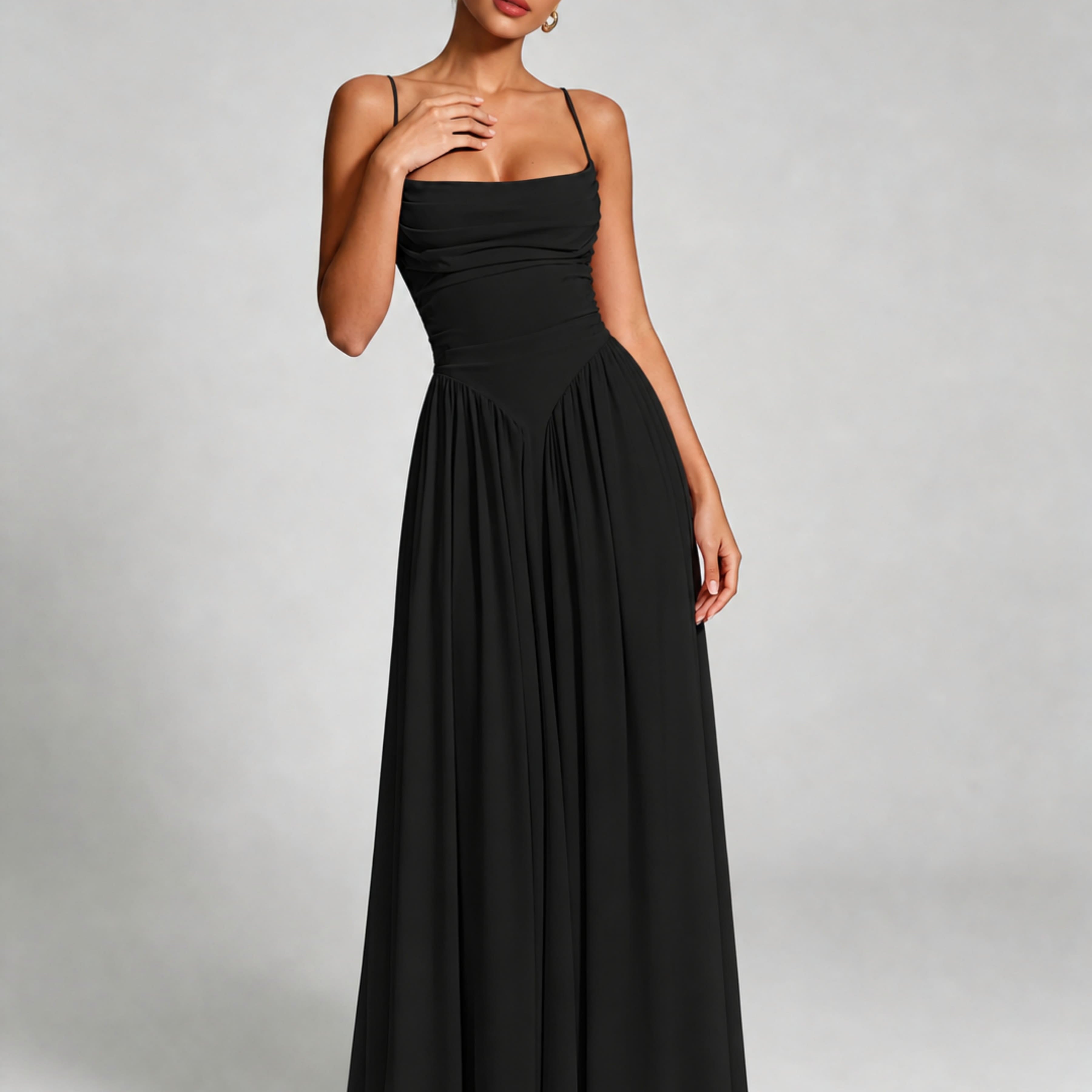 Spaghetti Straps Bridesmaid Dresses Chiffon Backless Wedding Guest Gown