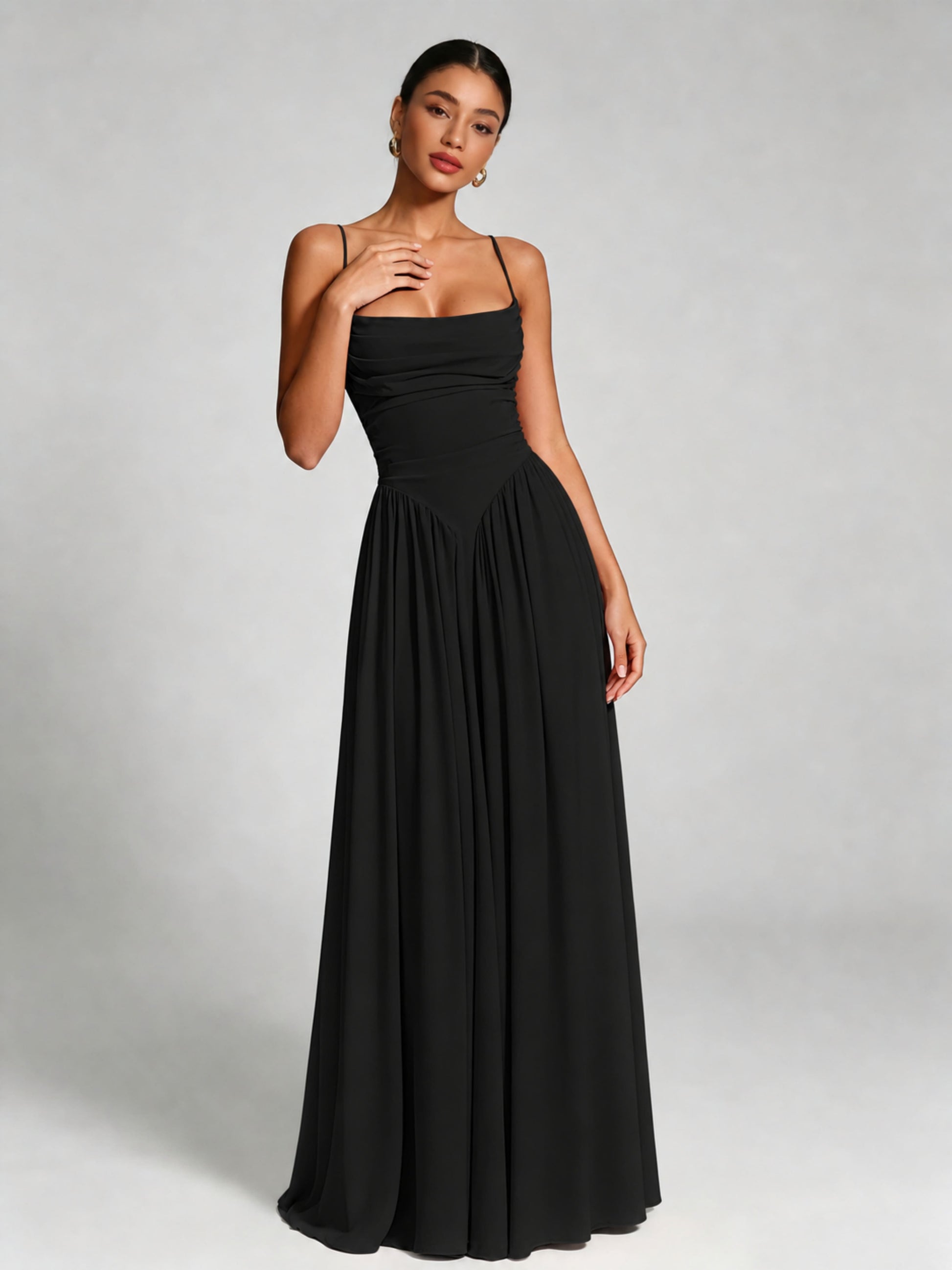 Spaghetti Straps Bridesmaid Dresses Chiffon Backless Wedding Guest Gown