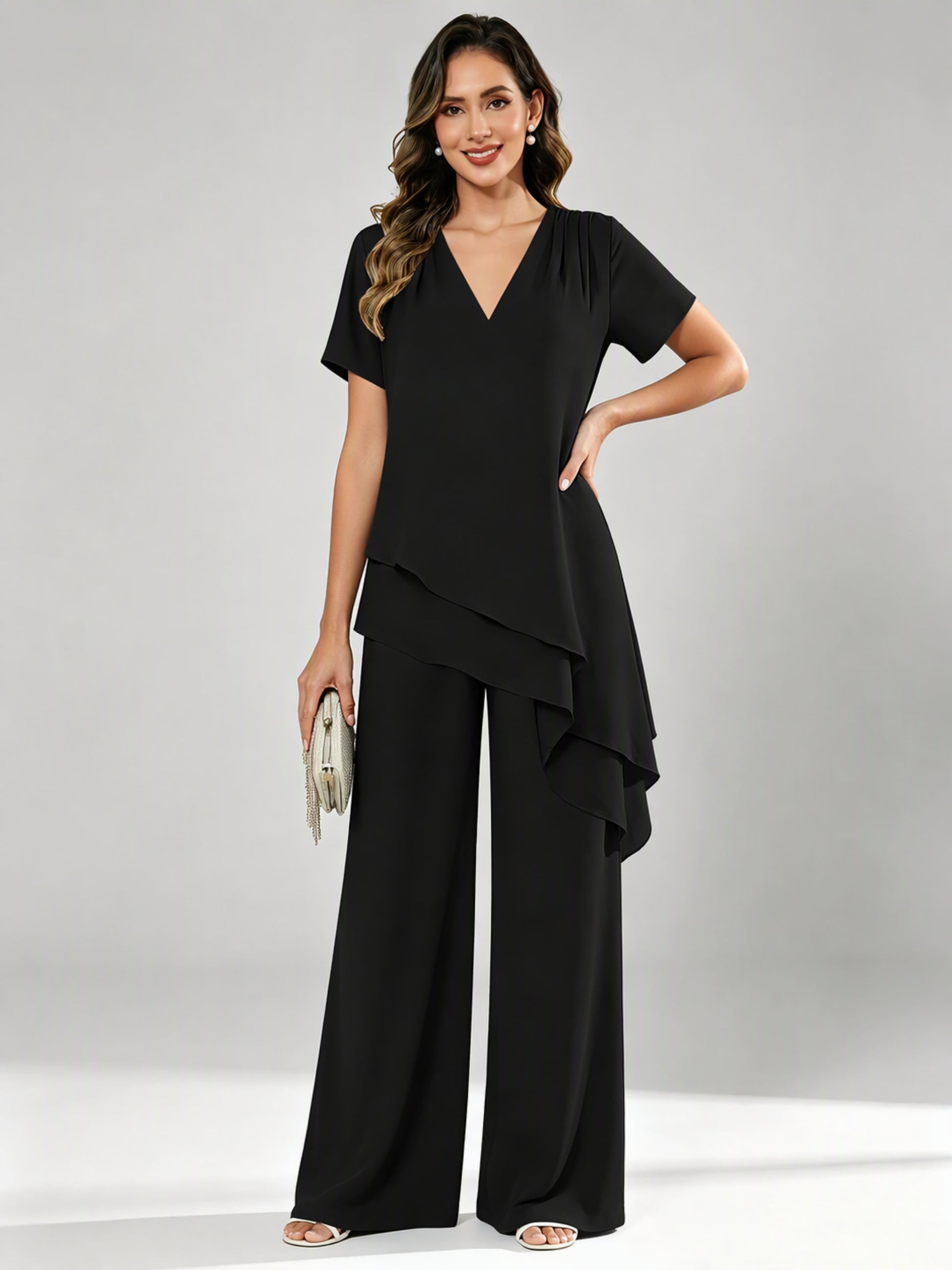 Chiffon 2 Pieces Dressy Mother of The Birde Pant Suits