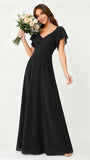 Ruffle Sleeve Chiffon Bridesmaid Dresses for Women Wedding