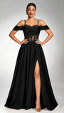 Off Shoulder Chiffon Lace Prom Dress for Teens
