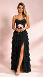 Chiffon Tiered Prom Dress for Teens Formal Evening Party Dresses