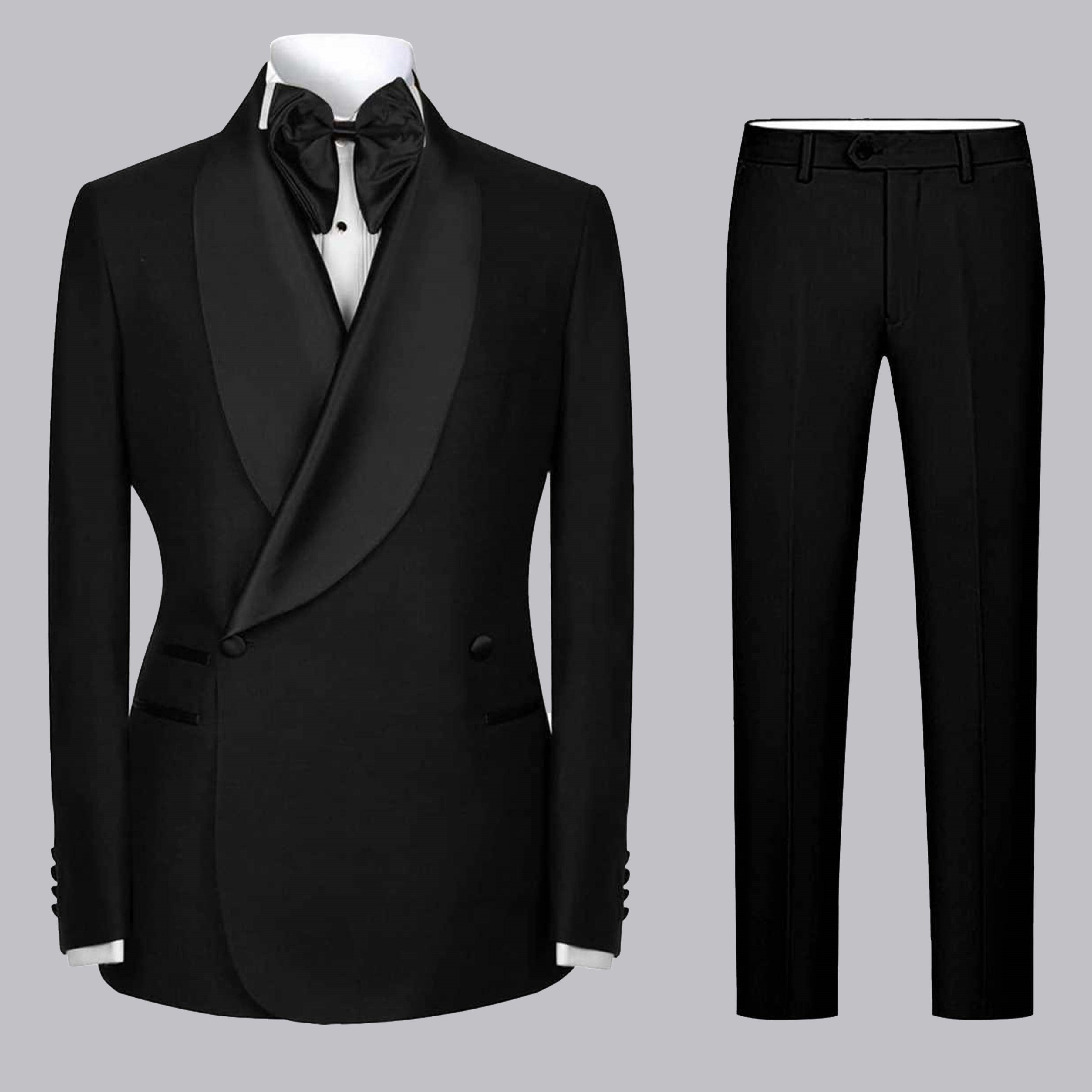 Men's Shawl Lapel 2 Pieces Wrap Slim Fit Suit for Wedding
