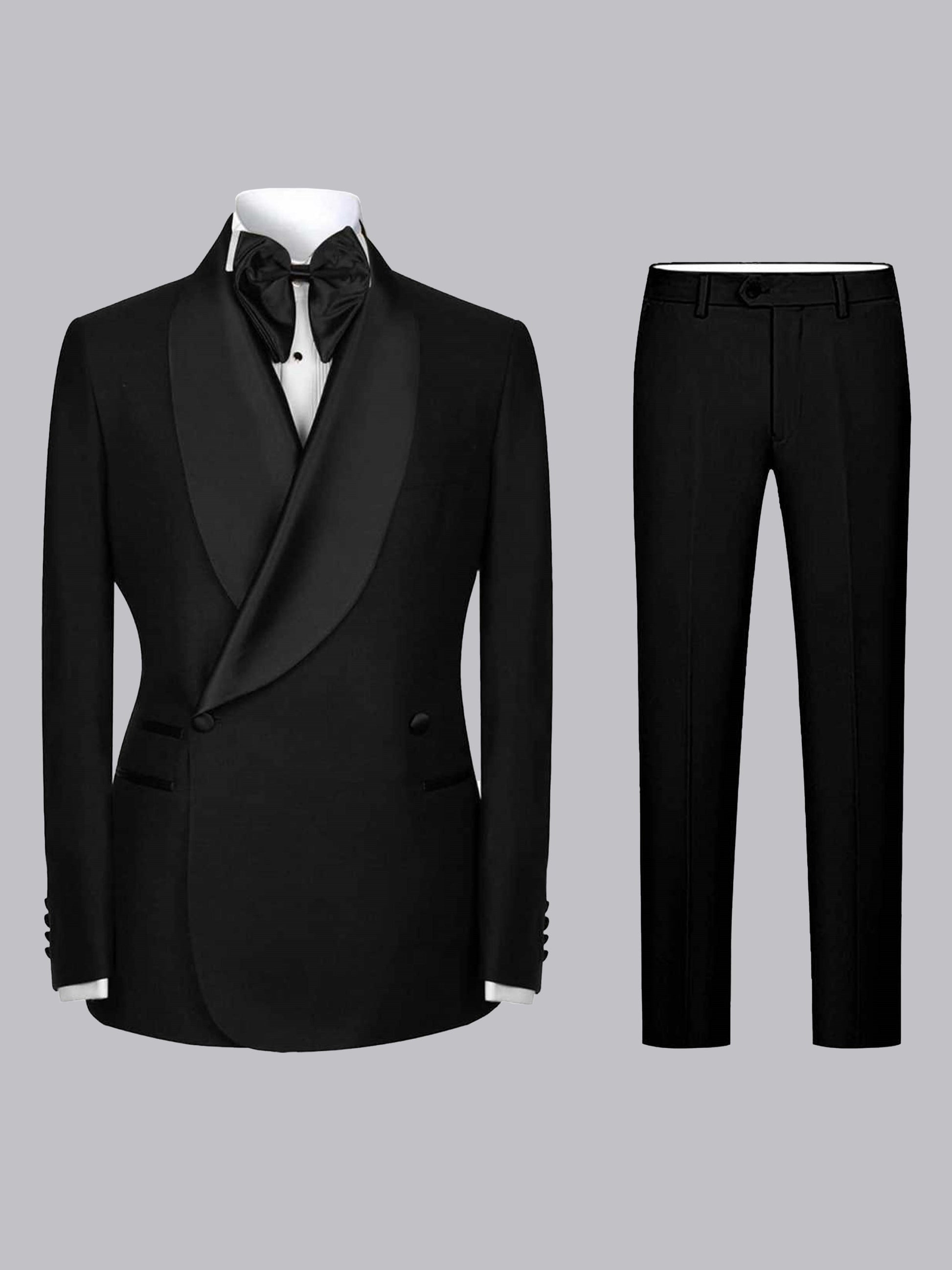 Men's Shawl Lapel 2 Pieces Wrap Slim Fit Suit for Wedding